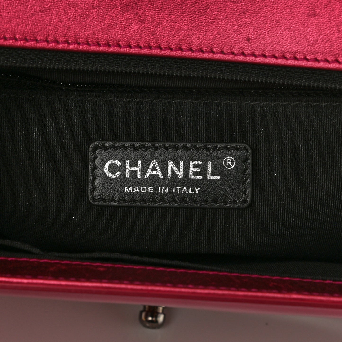 Metallic Patent Quilted New Medium Boy Flap Fuchsia