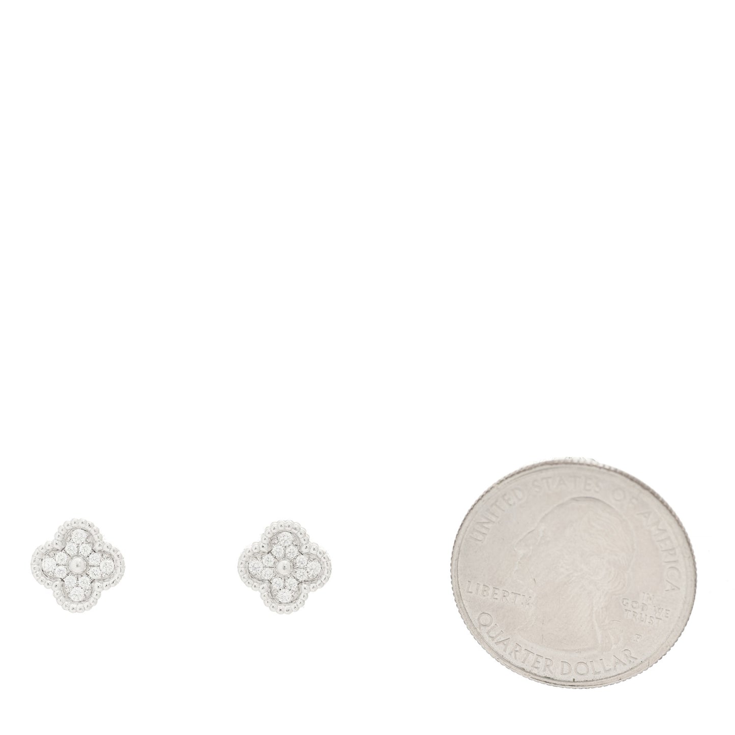 18K White Gold Diamond Sweet Alhambra Earrings