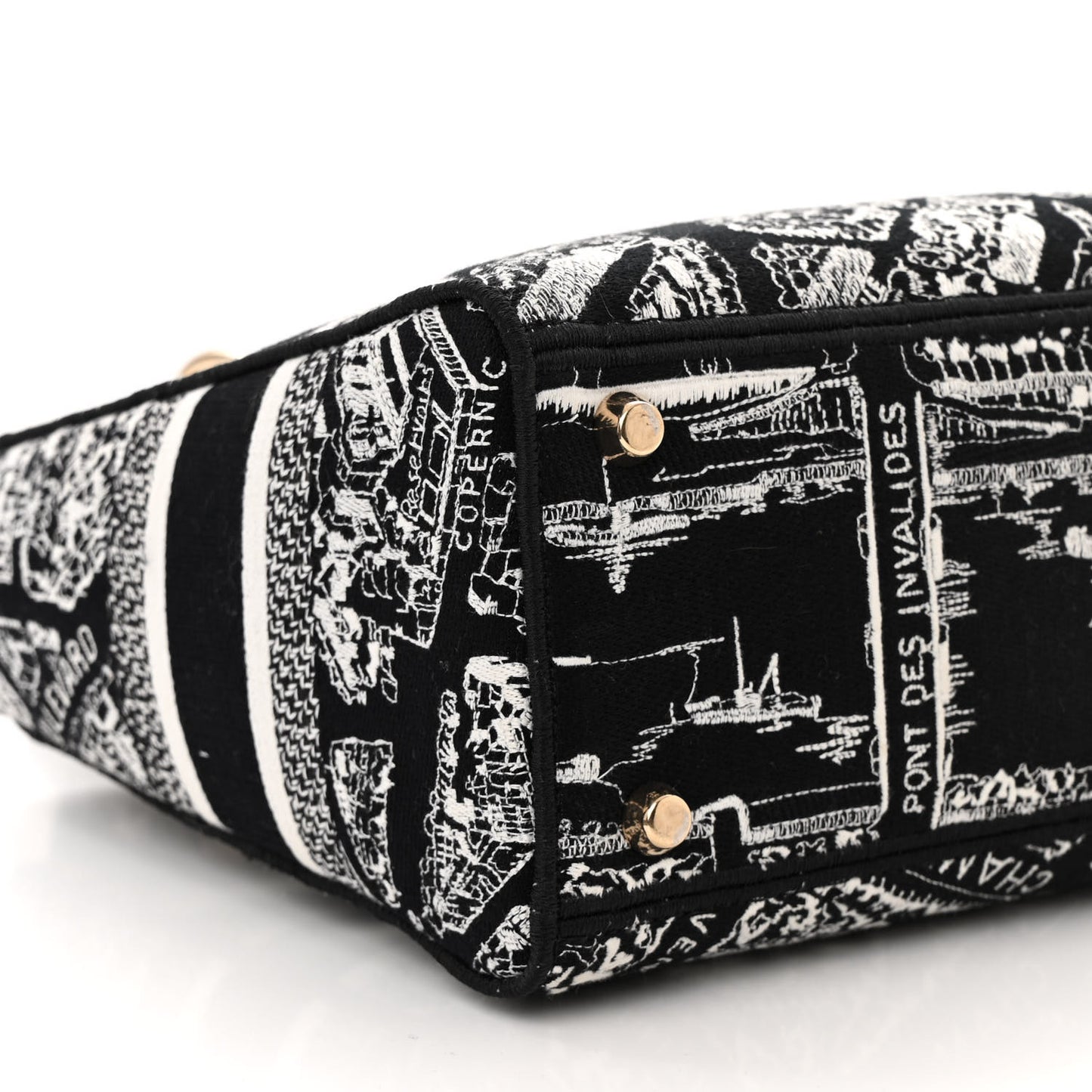 Canvas Embroidered Medium Plan de Paris Lady D-Lite Black White