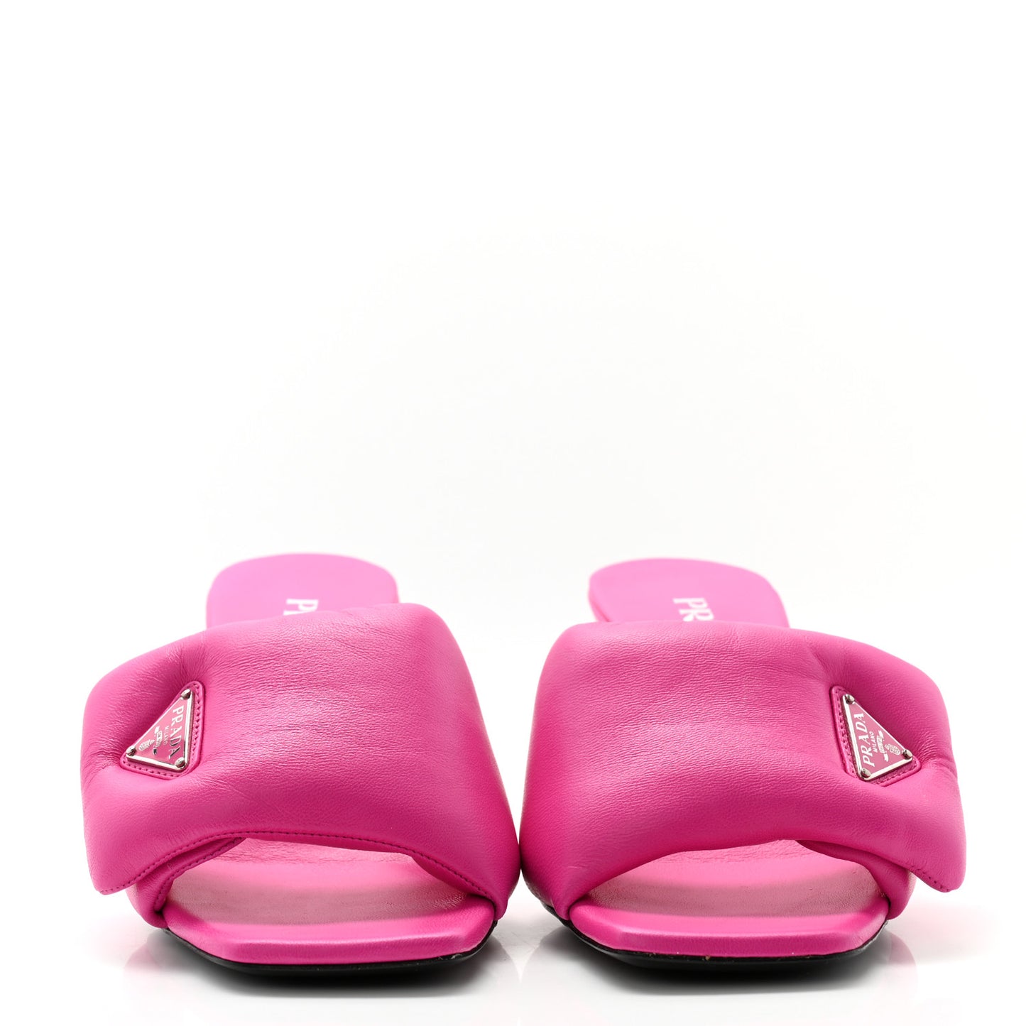 Nappa Soft Padded Metal Triangle Logo 65mm Slide Sandals 38 Begonia Fluo