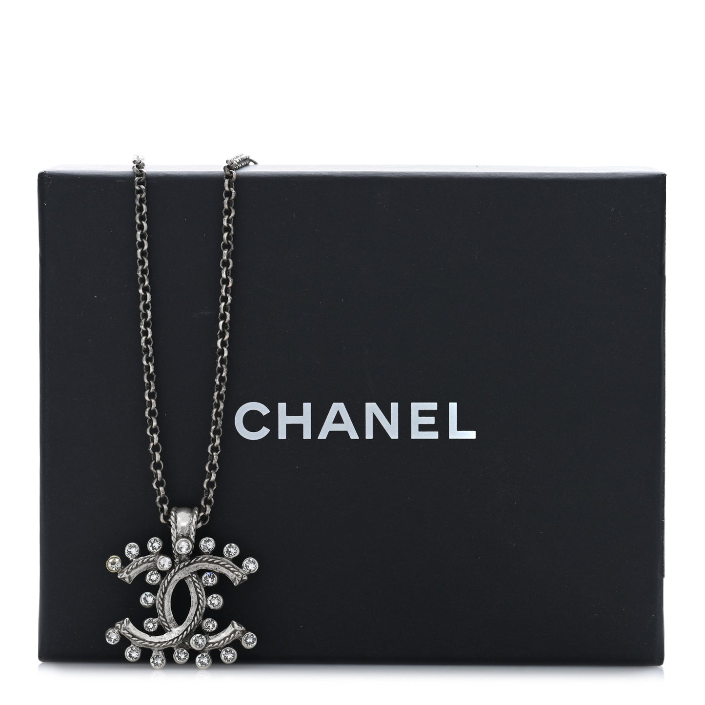 Crystal CC Pendant Necklace Silver
