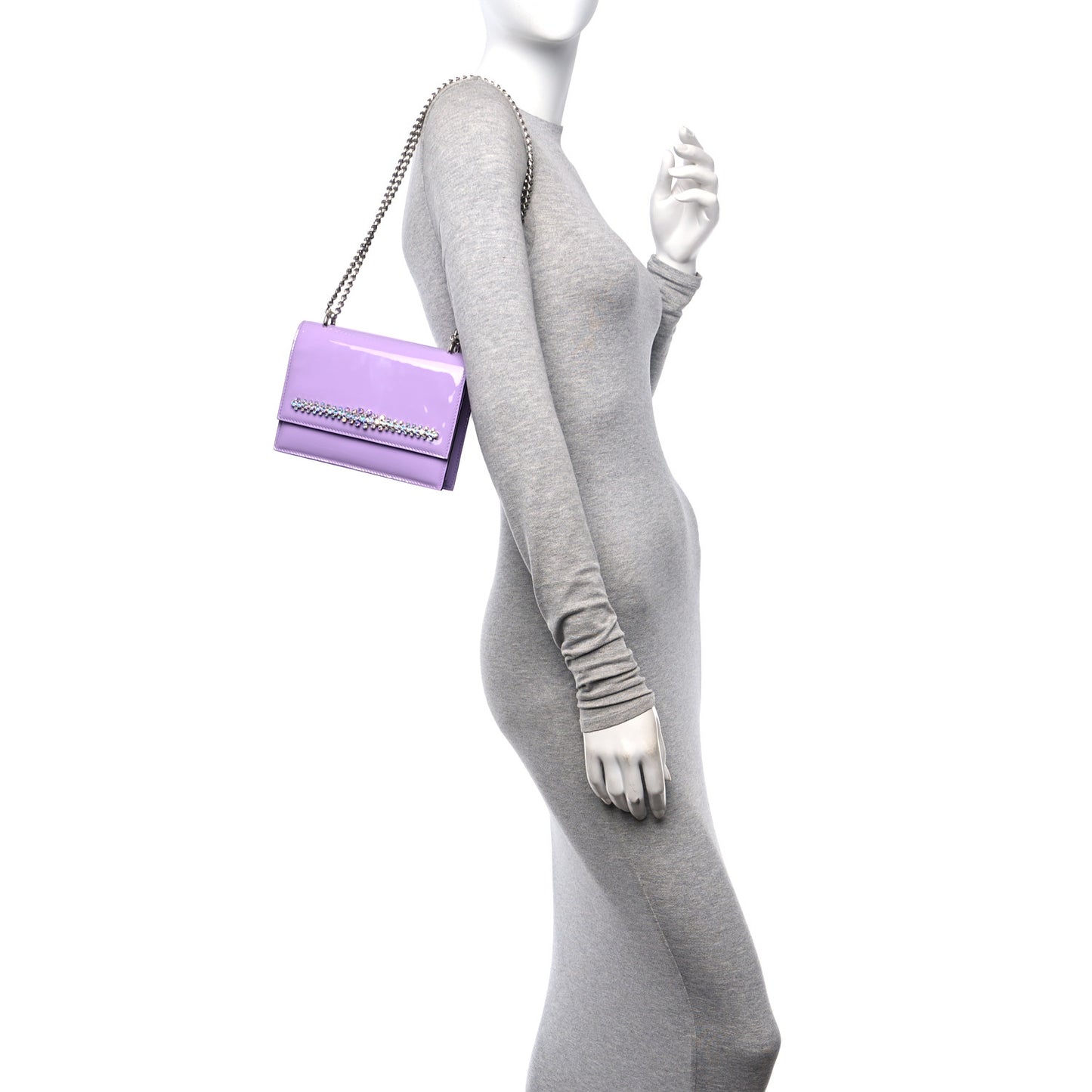 Patent Crystal Embellished Bing Bohemia Crossbody Bag Wisteria