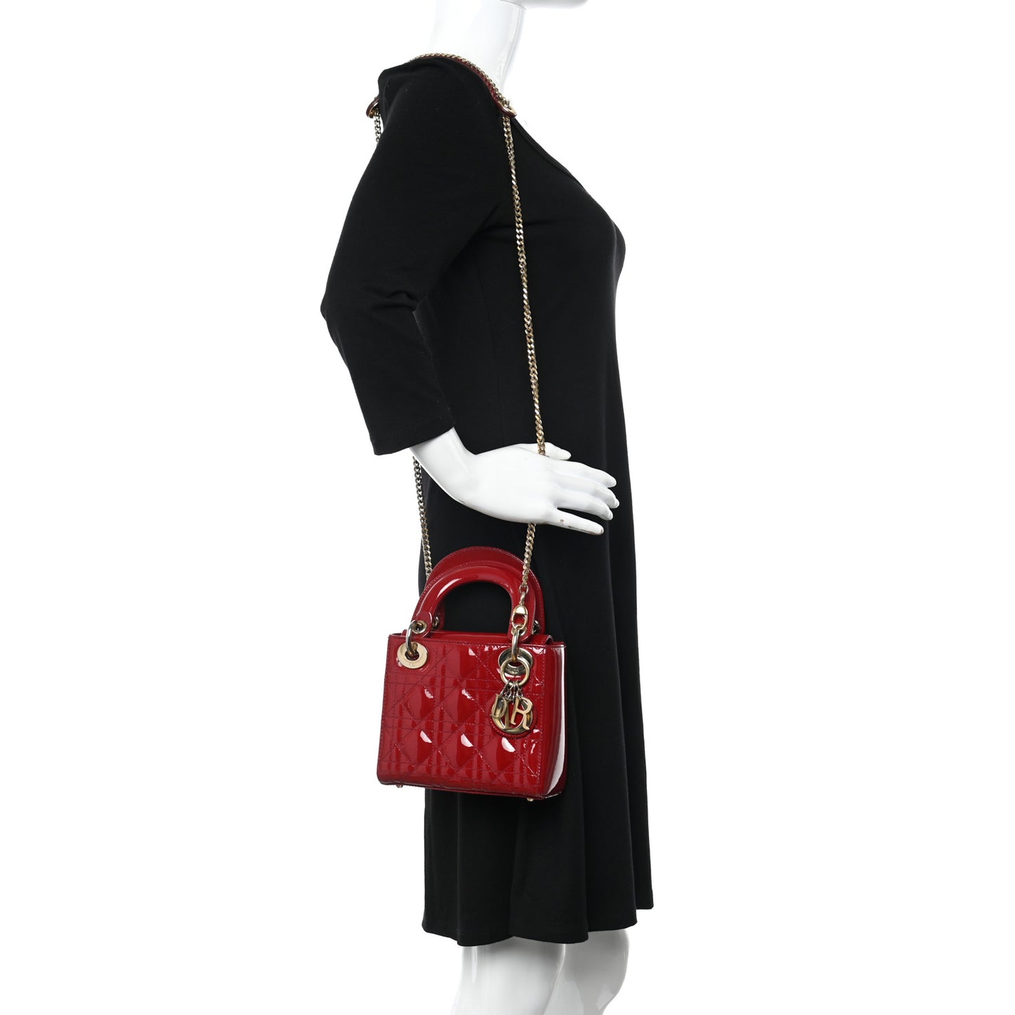 Patent Cannage Mini Lady Dior Red