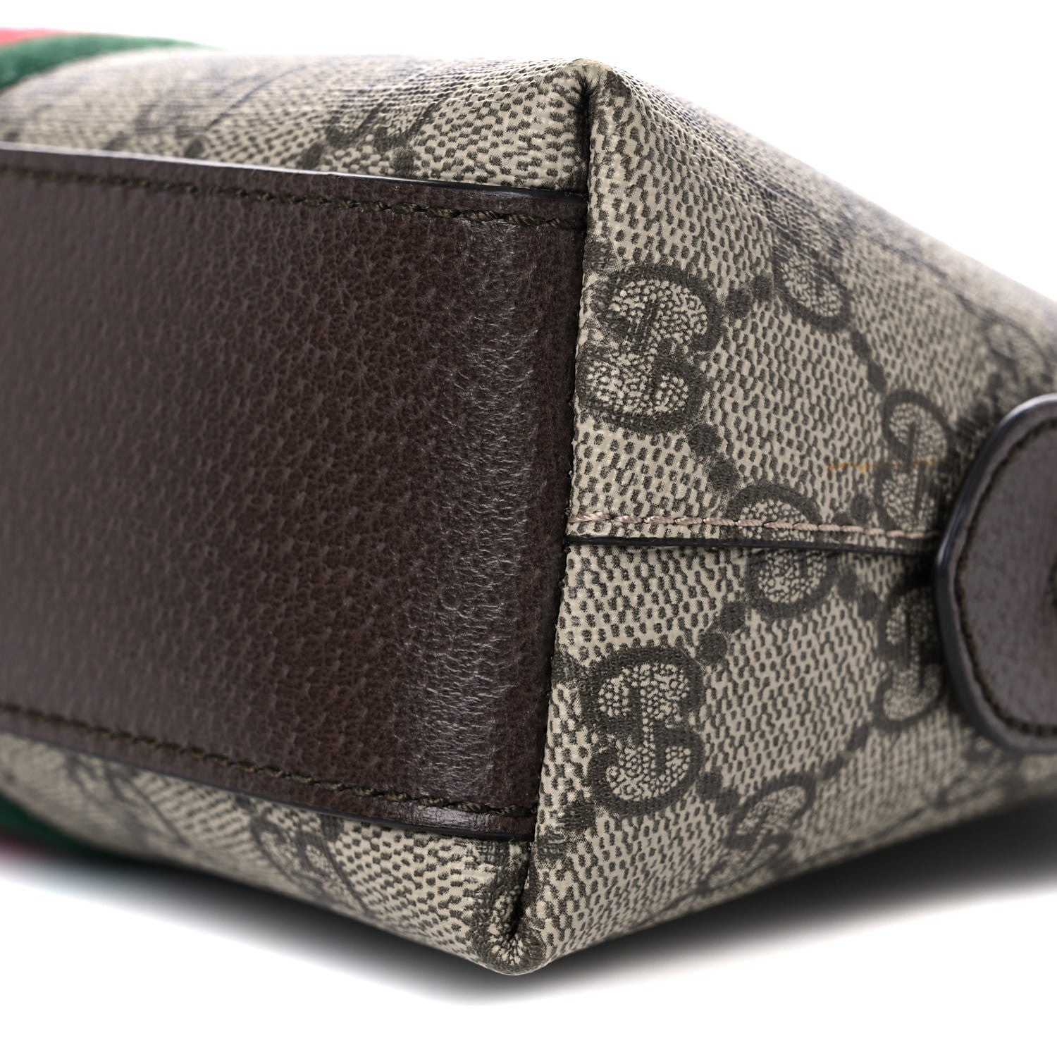 Gucci GG Supreme Monogram Textured Dollar Calfskin Web Small Ophidia Dome Shoulder Bag Beige Ebony New Acero 11 of 15