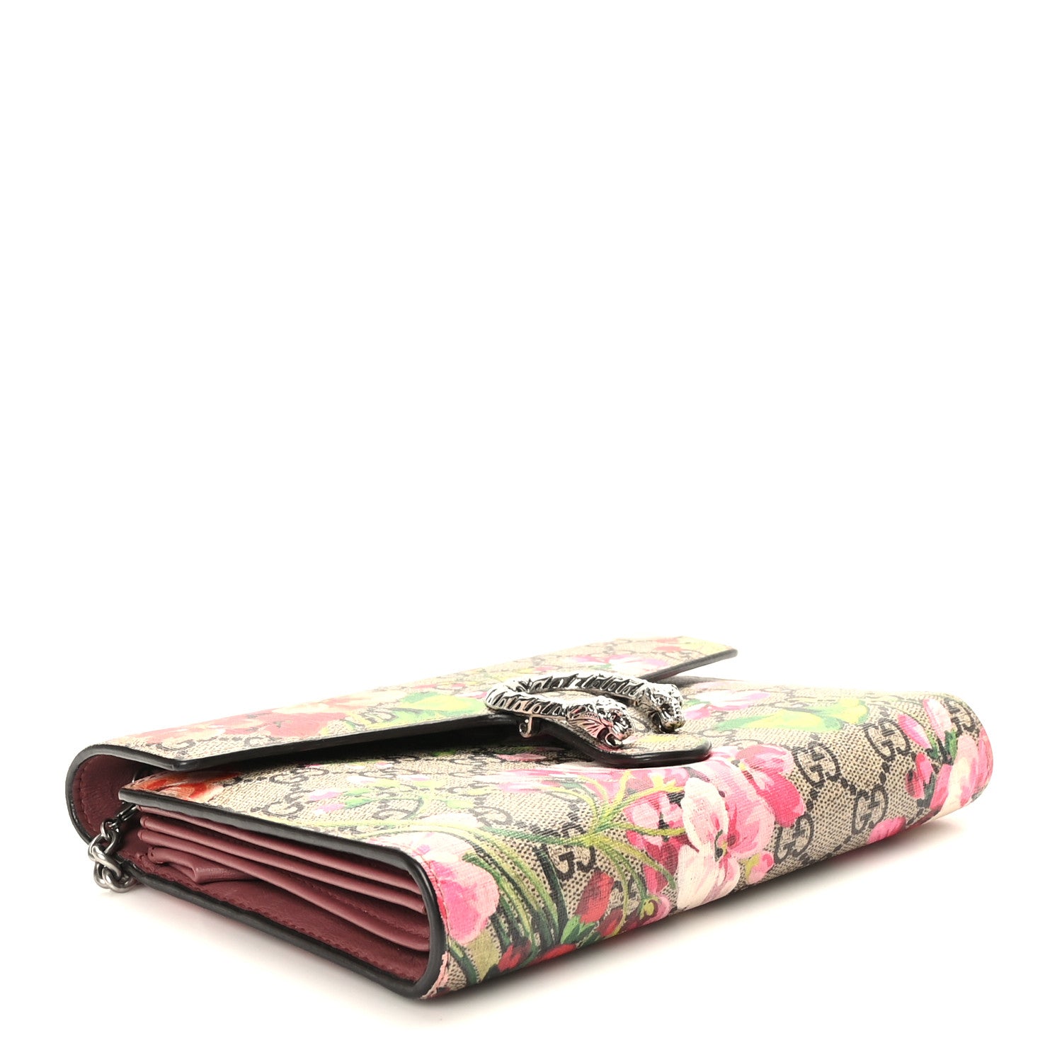 Gucci GG Supreme Monogram Blooms Mini Dionysus Chain Wallet Beige Multicolor Dry Rose 4 of 10