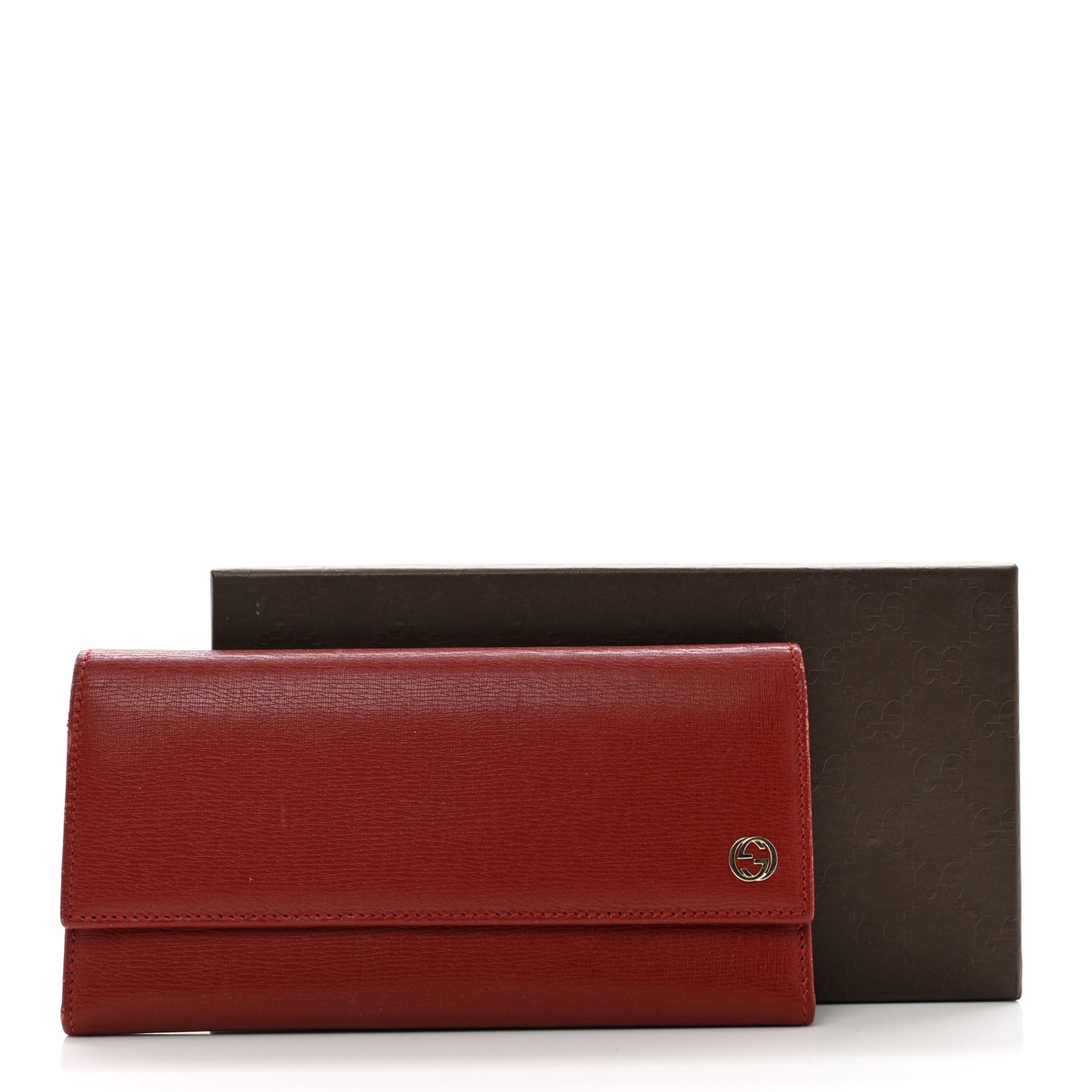 Calfskin GG Continental Wallet Red