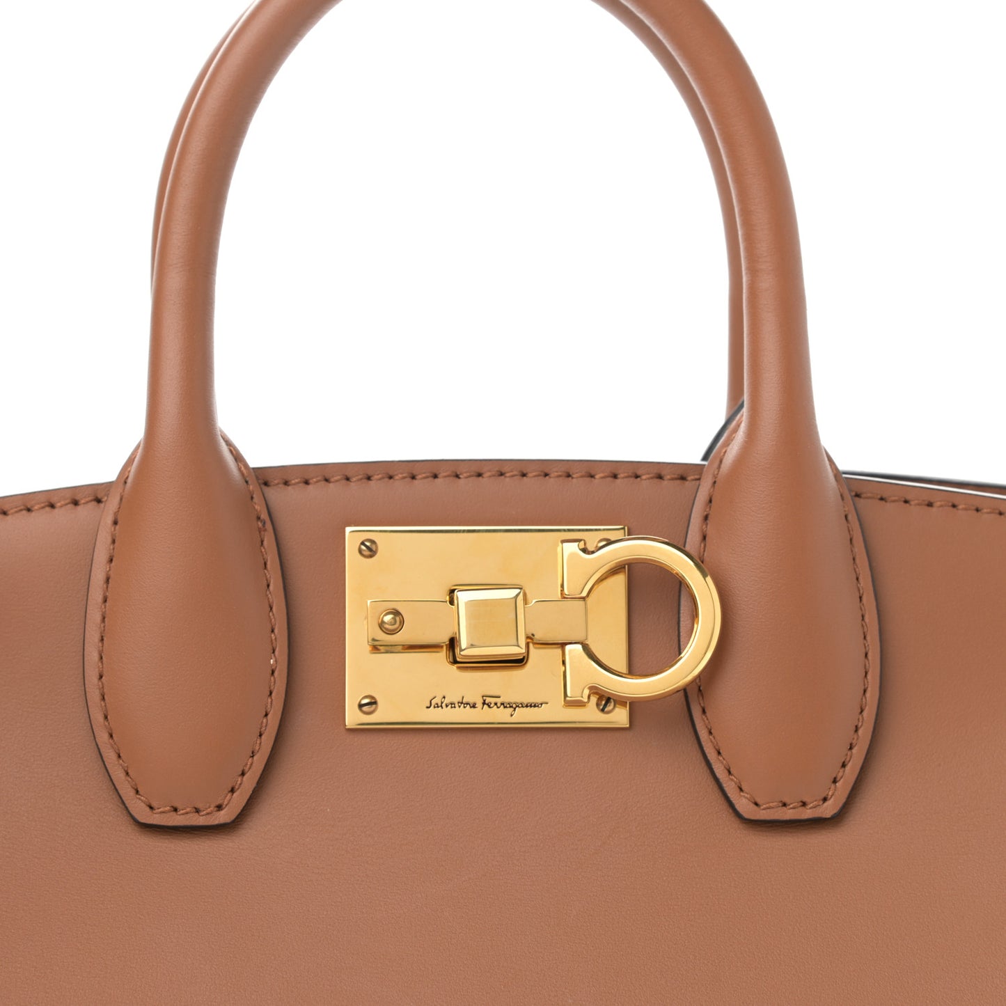 Canvas Calfskin Gancini Medium The Studio Bag Beige Brown