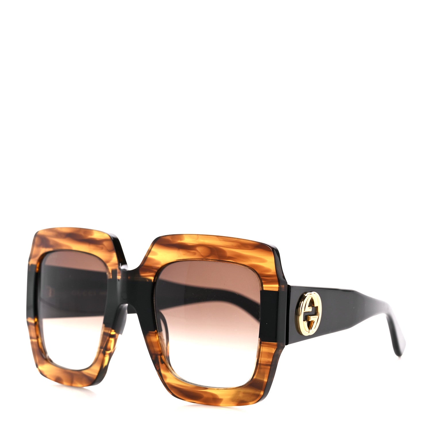 Gucci Acetate Square Frame Sunglasses GG0053S Havana 1 of 8