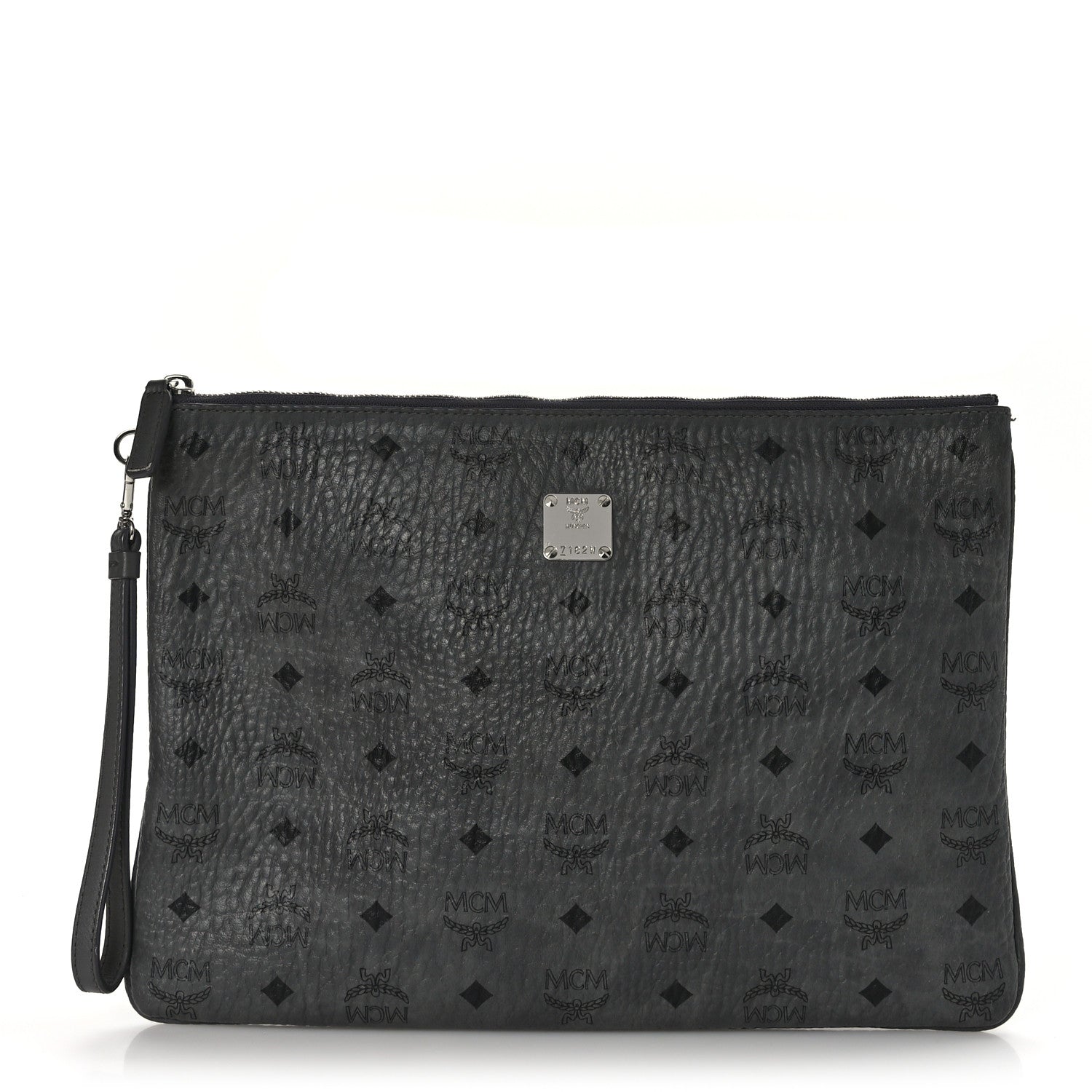 MCM Visetos Liz Shopper Tote Pouch Phantom Grey 1 of 6