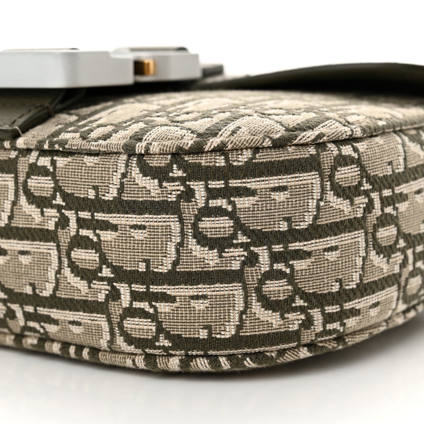 Oblique Jacquard Grained Calfskin Mini Saddle Messenger Bag With Flap Green