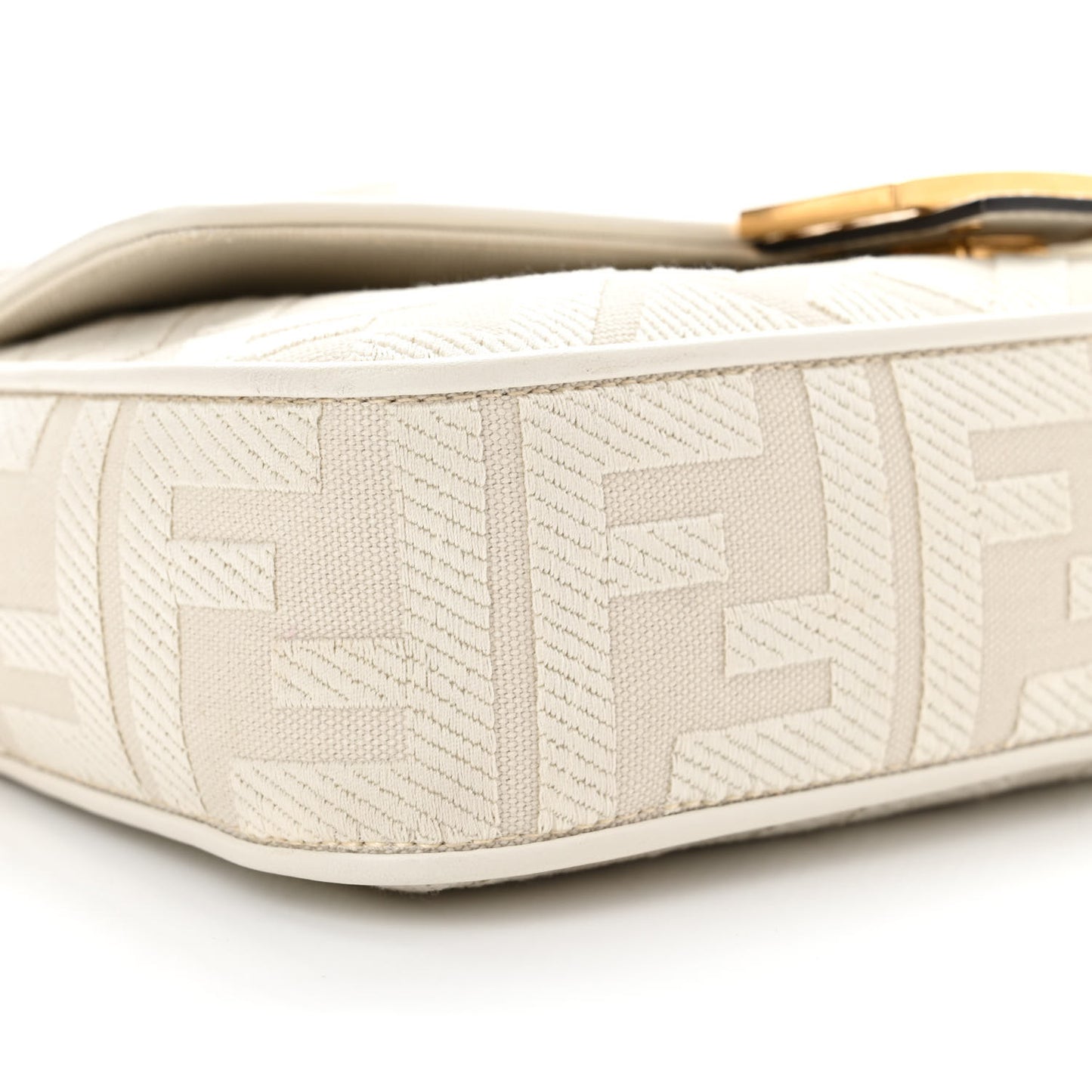 Canvas Vitello King Extra Strap FF Embroidered Baguette White Ice