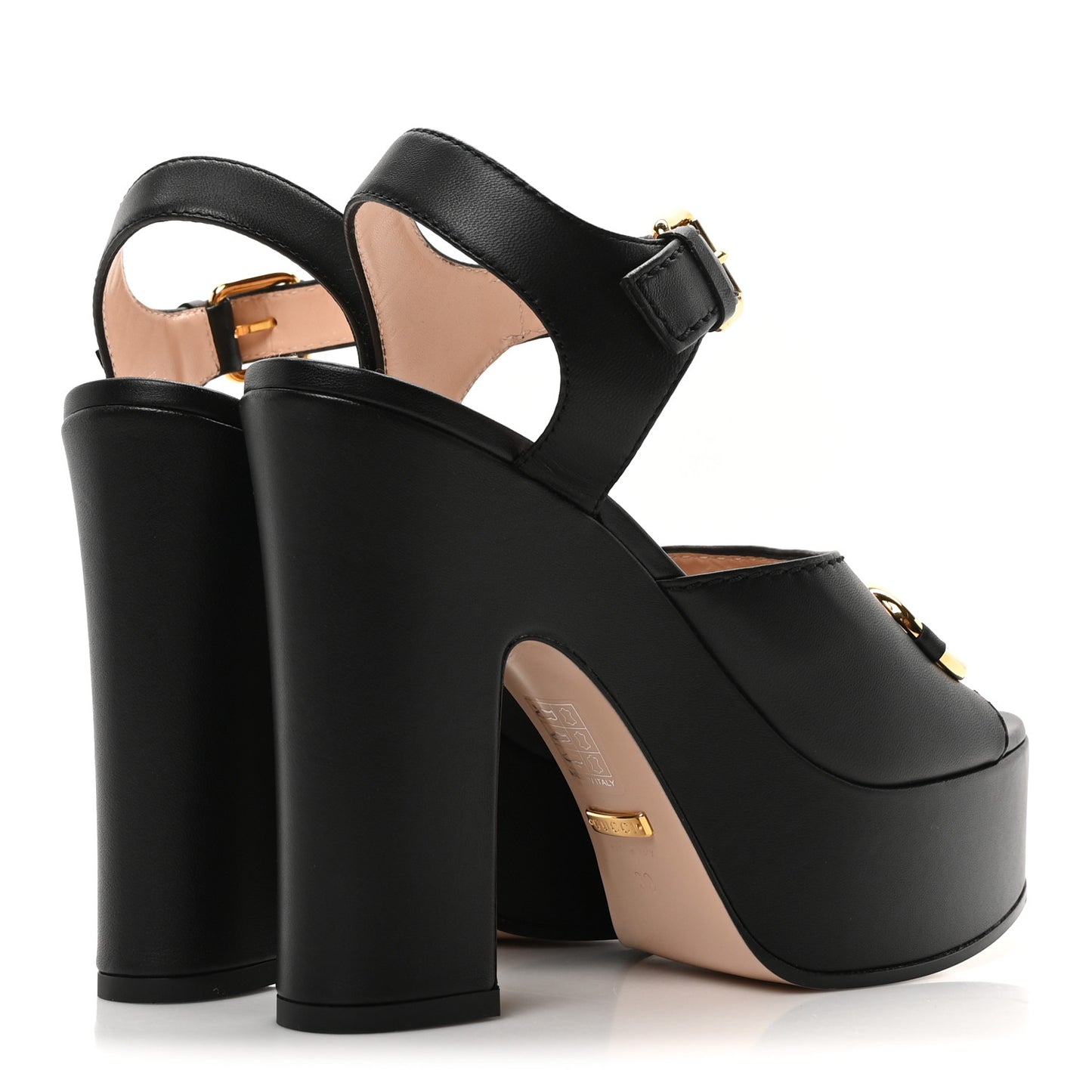 Nappa Charlotte Horsebit 40/135mm Platform Sandals 39 Black
