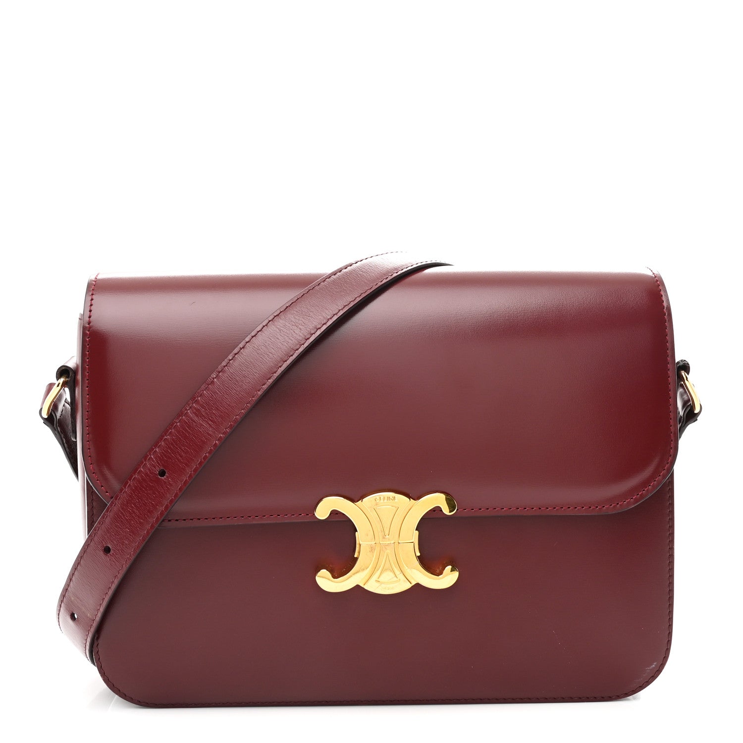 Celine Shiny Calfskin Medium Triomphe Light Burgundy 1854549