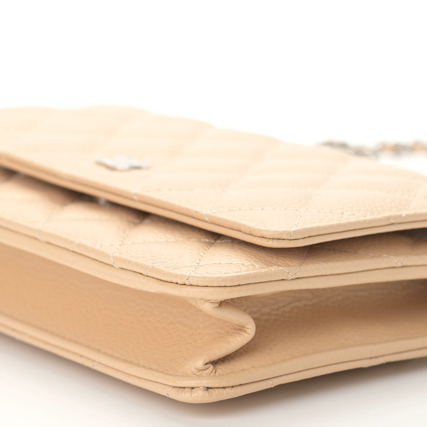 Caviar Quilted Wallet On Chain WOC Beige