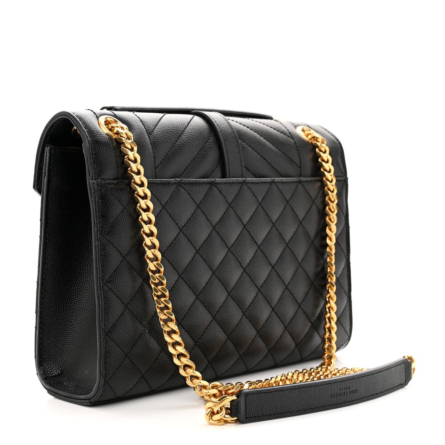 Grain De Poudre Textured Mixed Matelasse Triquilt Medium Monogram Satchel Black