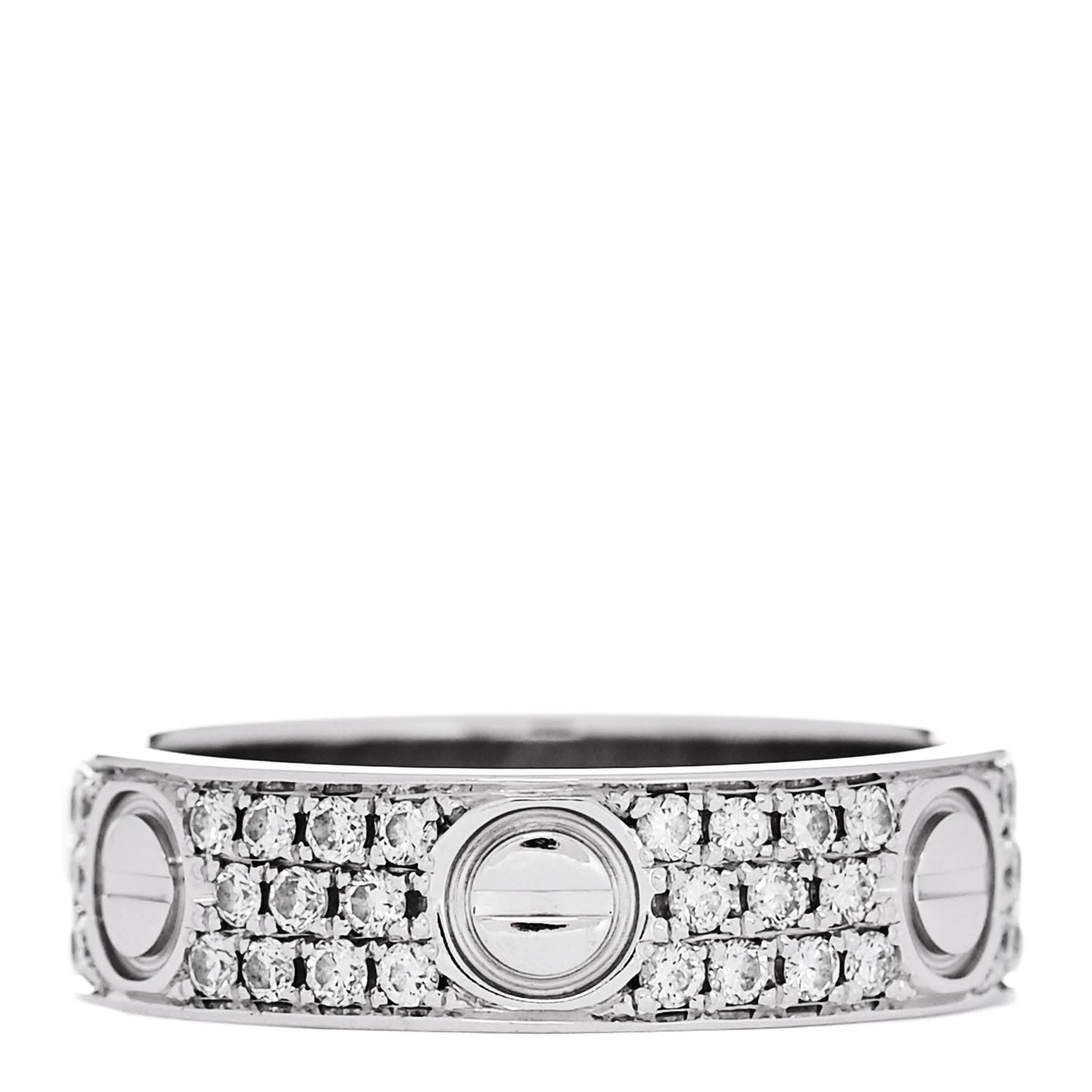 18K White Gold Diamond 5mm LOVE Wedding Paved Band Ring 53 6.5