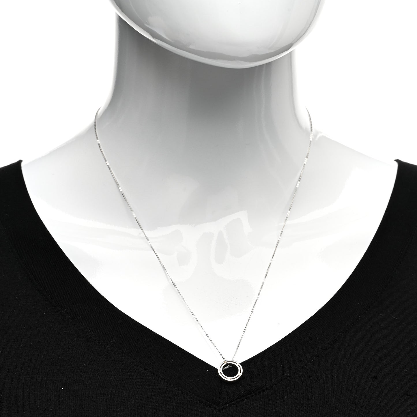 18K White Gold Diamond D Side Pendant Necklace