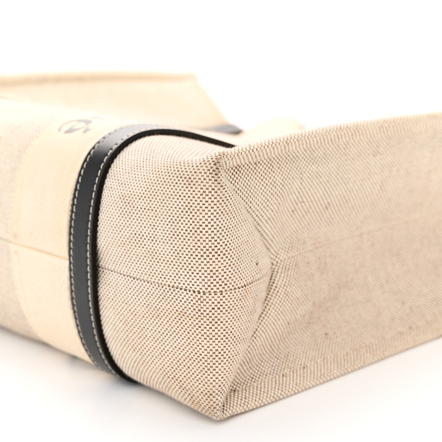 Cotton Calfskin Medium Woody Ribbon Tote White Blue