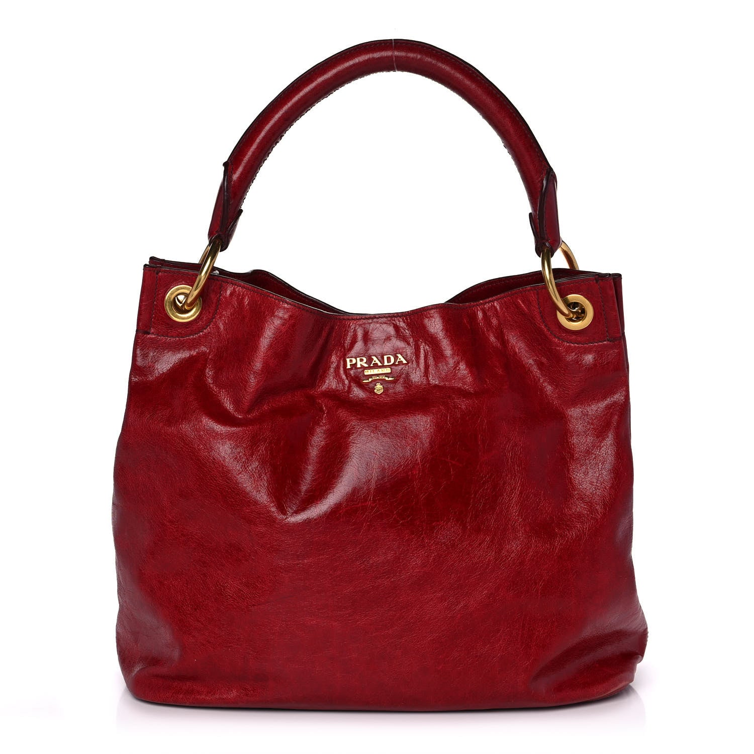 Prada Vitello Shine Tote Red 1 of 13