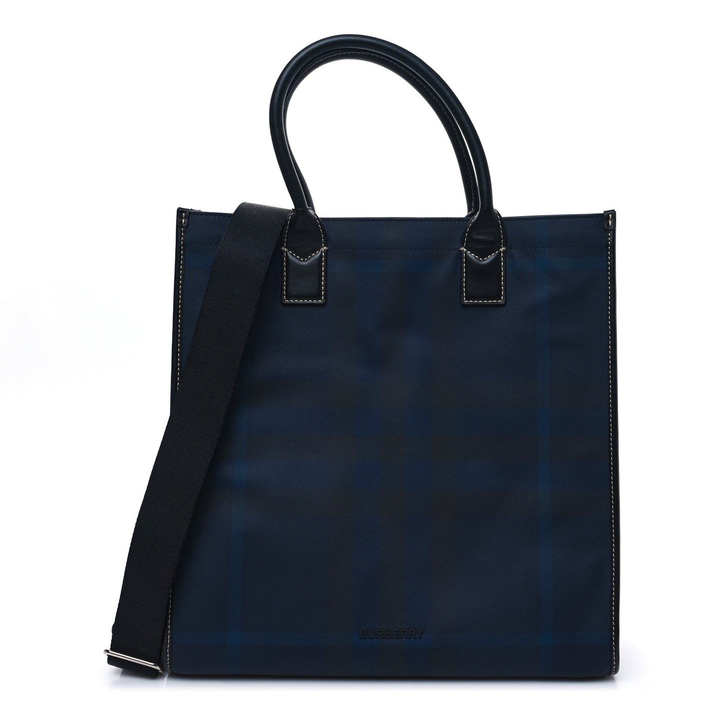 E-Canvas Denny Check Tote Navy Blue