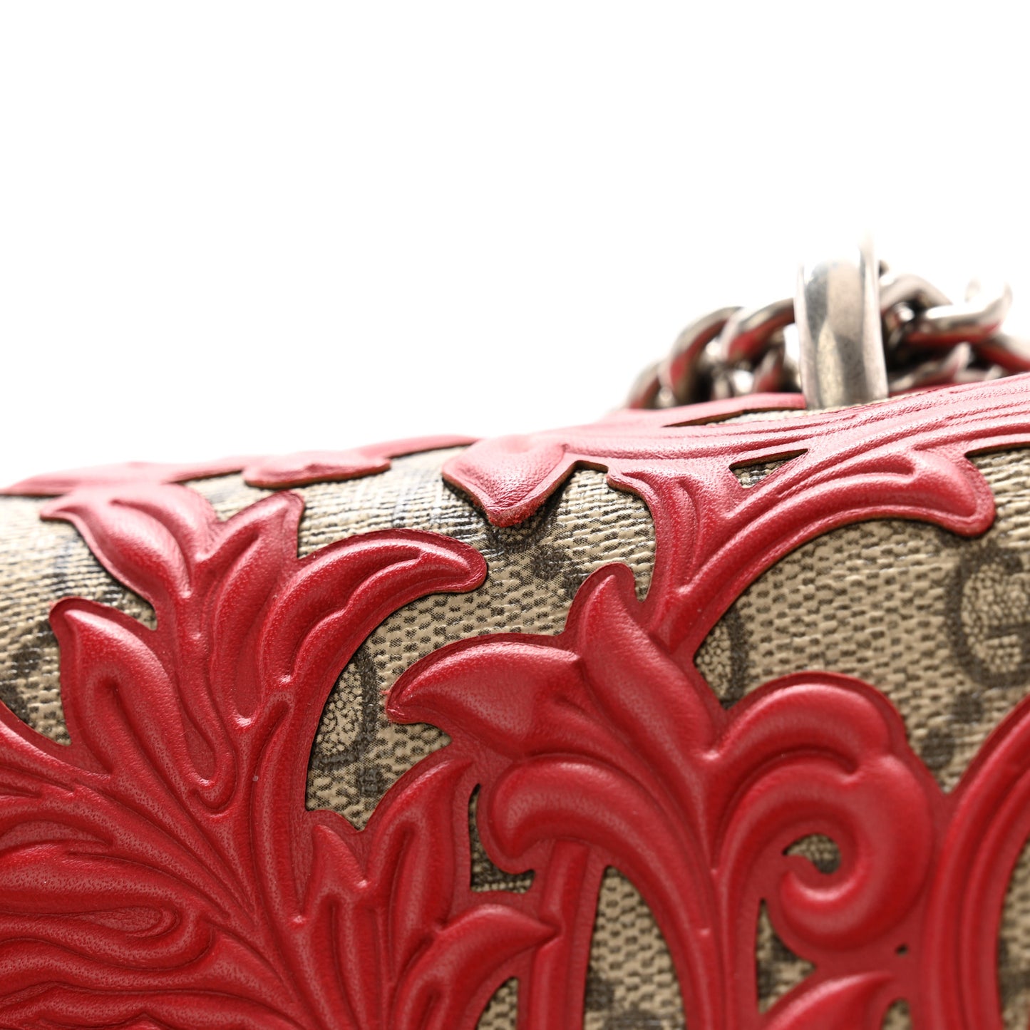 GG Supreme Monogram Arabesque Small Dionysus Shoulder Bag Hibiscus Red