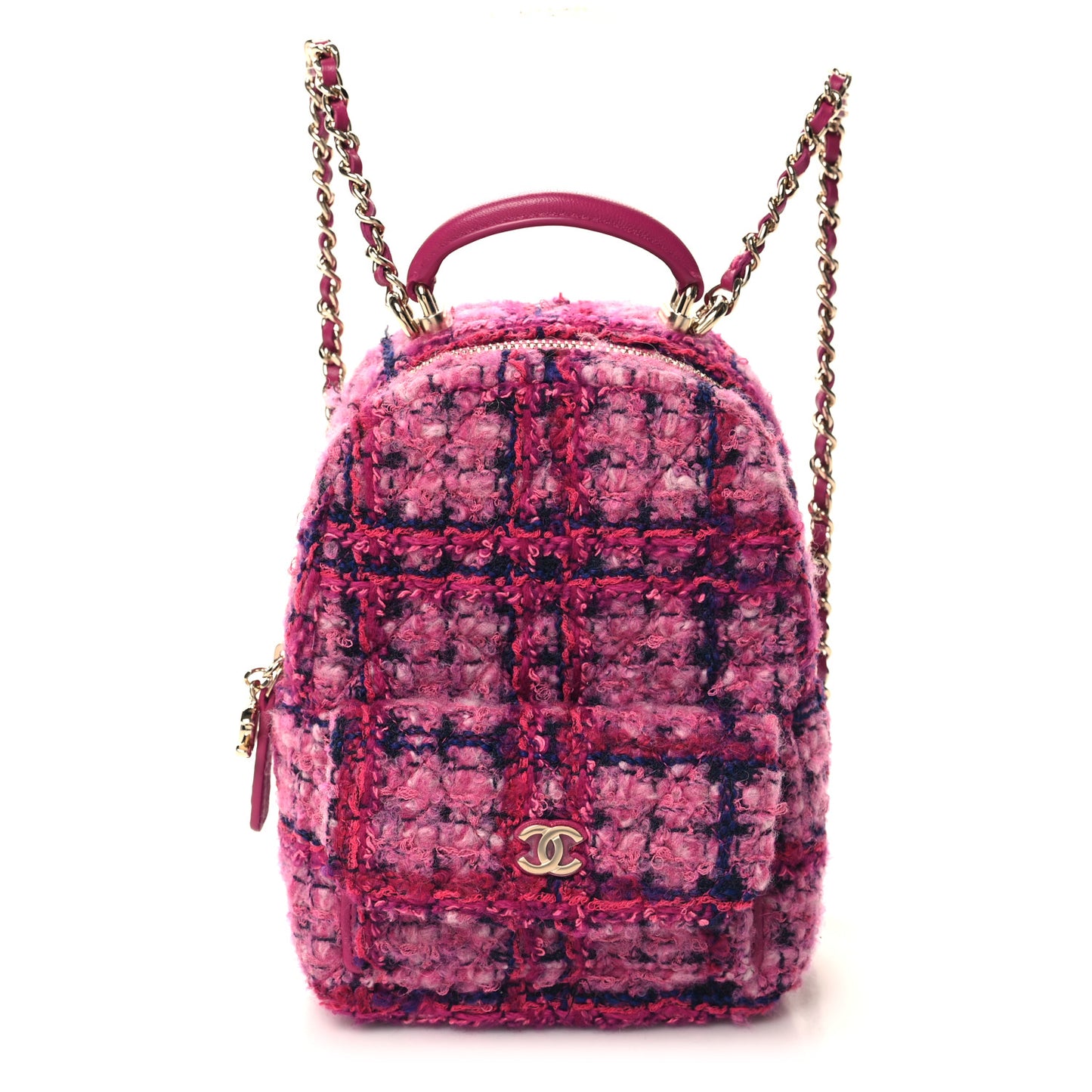 Tweed Quilted CC Mini Classic Backpack Fuchsia Navy