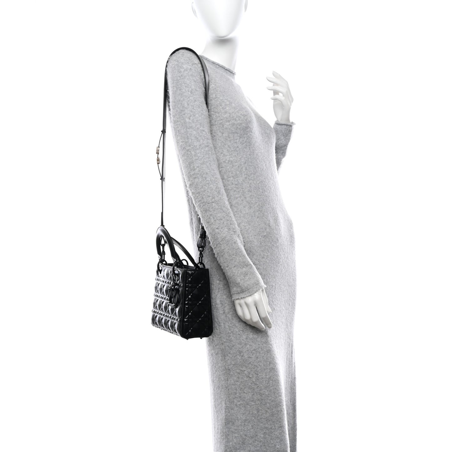 Calfskin Cannage Diamond Small My ABCDior Lady Dior Black