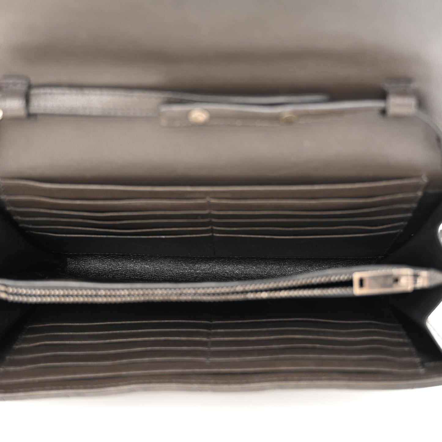 Sheepskin Tri-Quilt Monogram Envelope Chain Wallet Earth