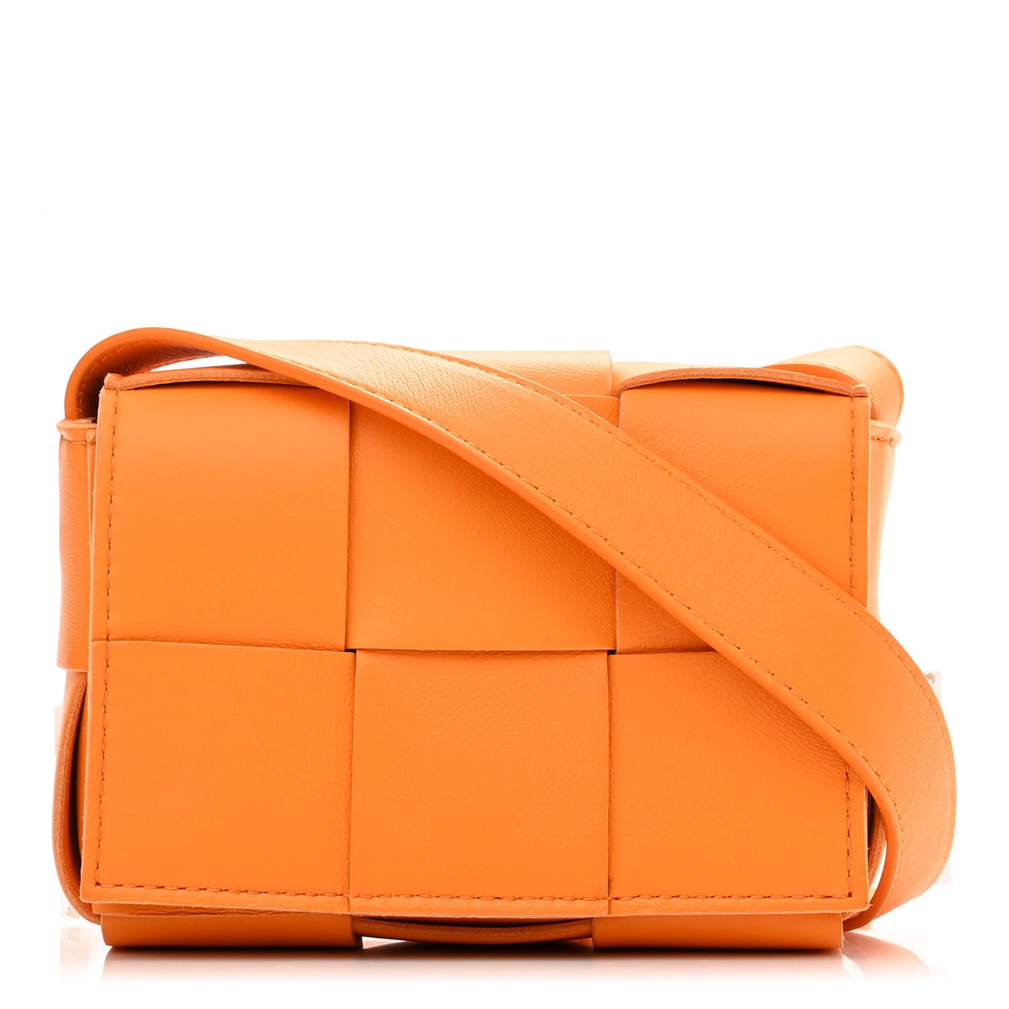 Lambskin Maxi Intrecciato Extra Mini Cassette Crossbody Bag Tangerine