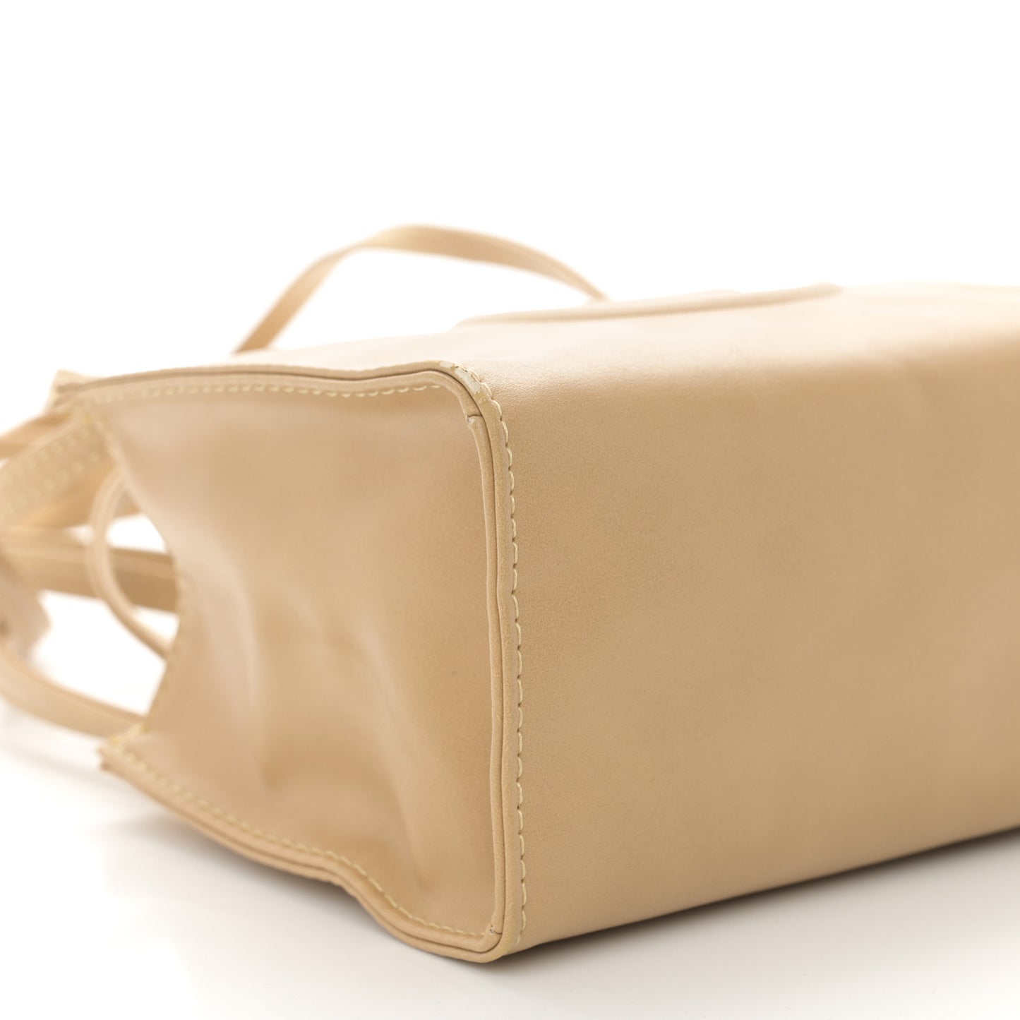 Vegan Leather Small Shopping Bag Cream