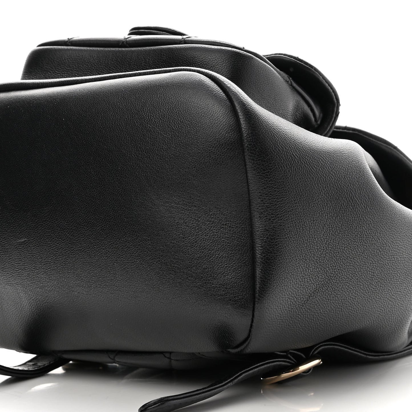 Lambskin Quilted Small Duma Drawstring Backpack Black