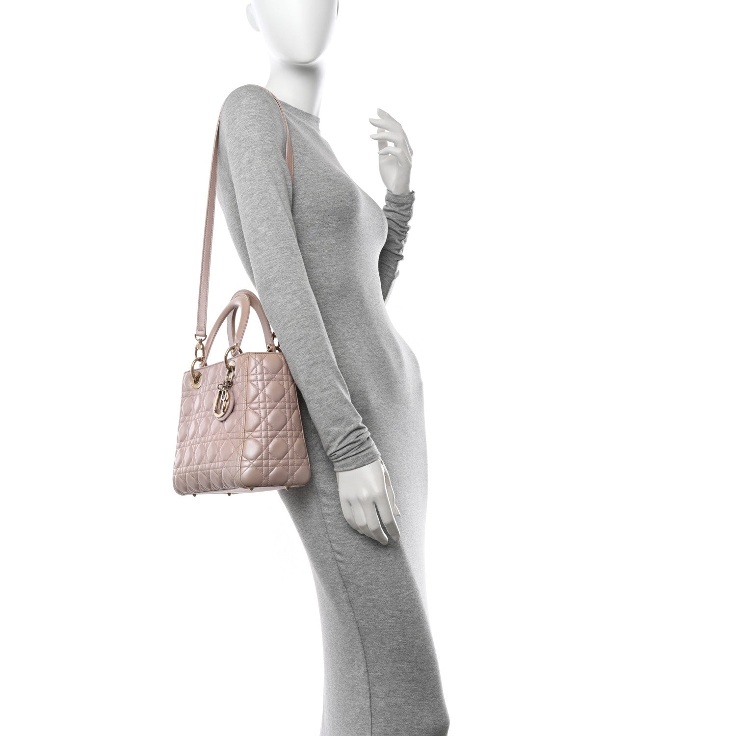 Christian Dior Pearly Lambskin Cannage Medium Lady Dior Lotus 2 of 11