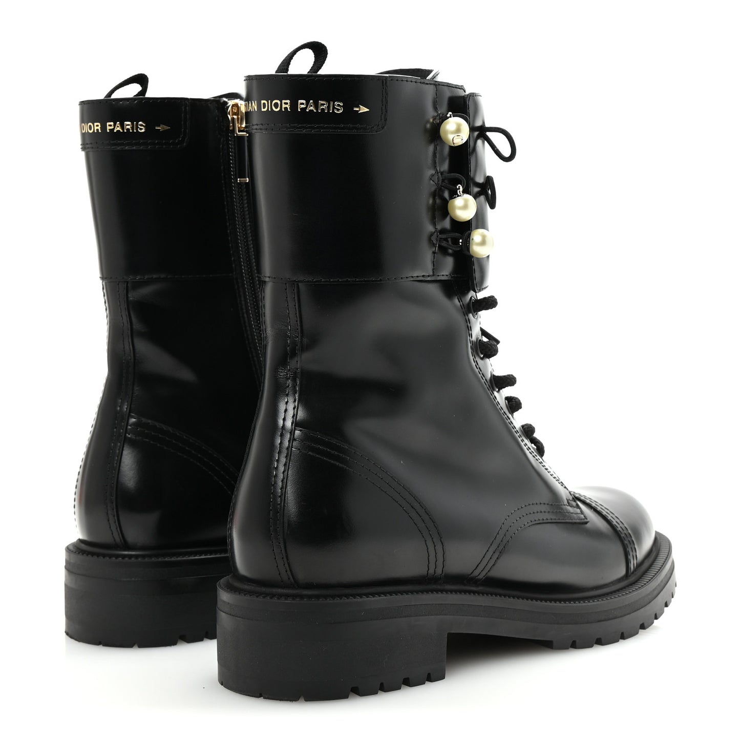 Calfskin Pearl D-Strike Ankle Boots 40 Black