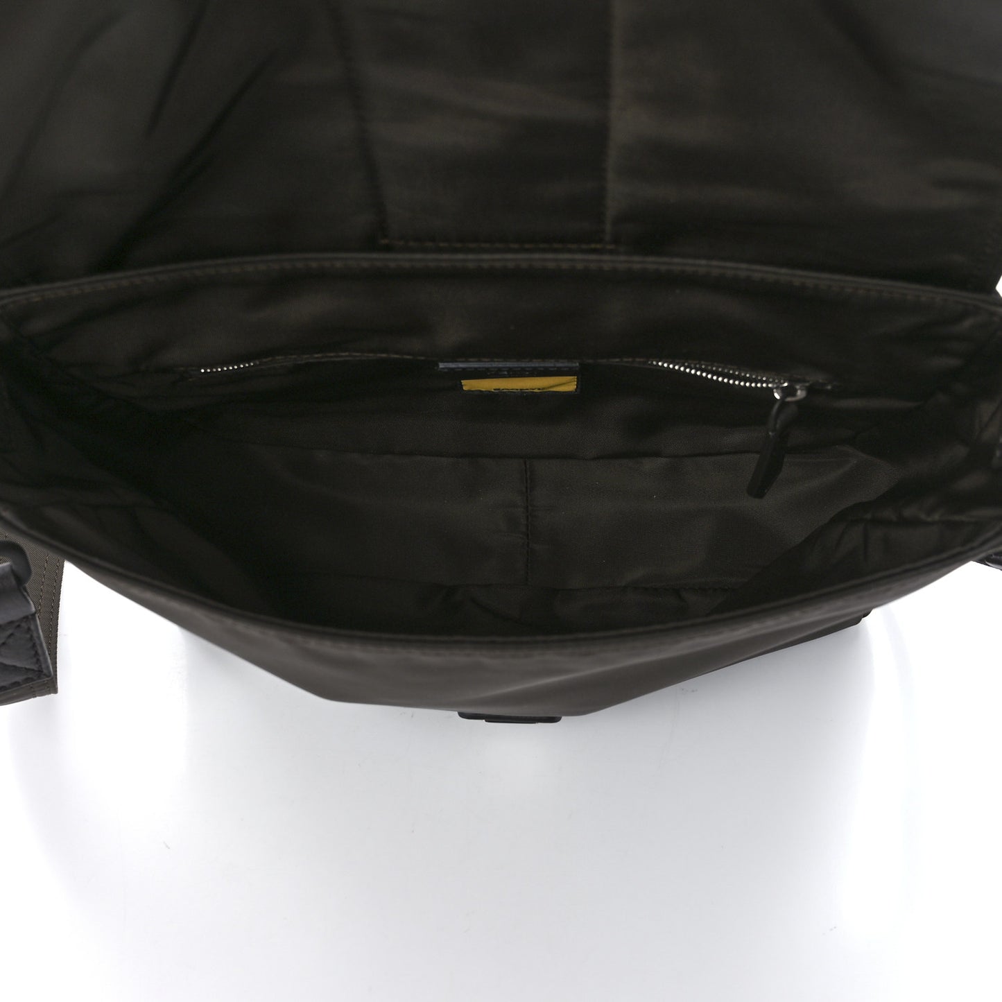 Econyl Nylon Cuoio Romano Monochrome Medium Baguette Messenger Bag Ebano