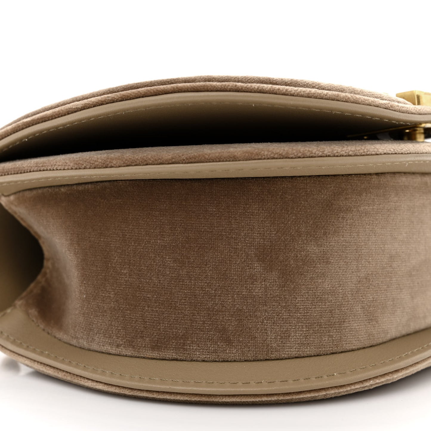 Velvet Quilted Small Boy Messenger Bag Beige