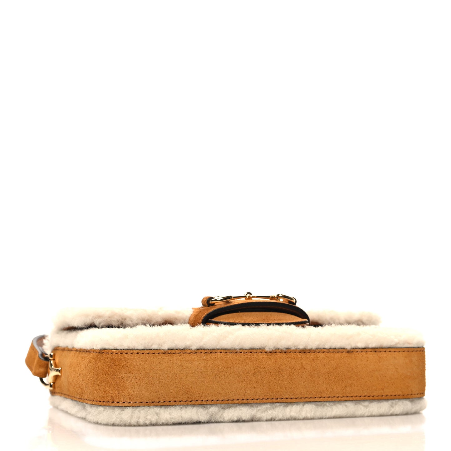 Suede Shearling Horsebit Mini 1955 Shoulder Bag Honey Beige Milk