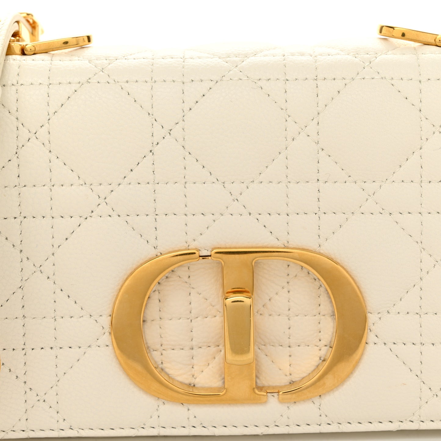 Calfskin Cannage Small Caro Bag Ivory