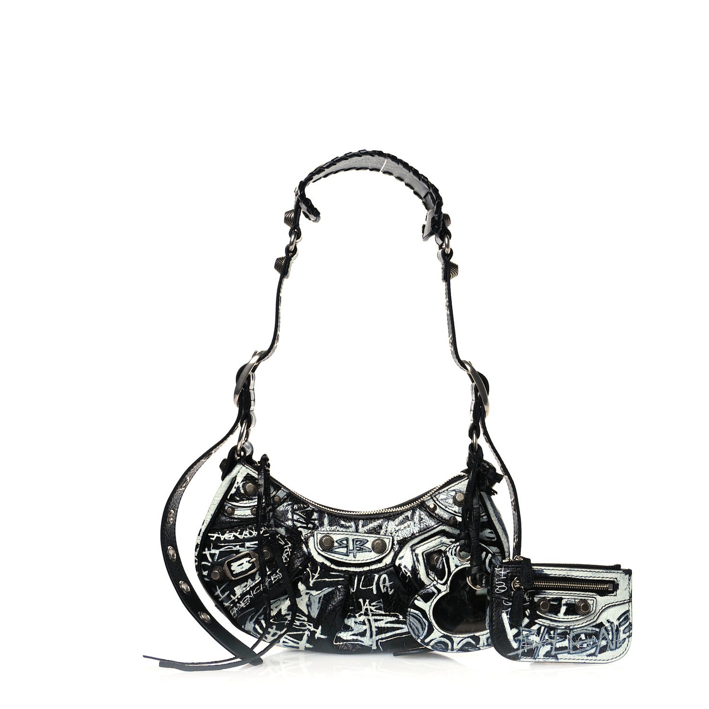 Agneau Arena Graffiti Le Cagole Shoulder Bag XS Black
