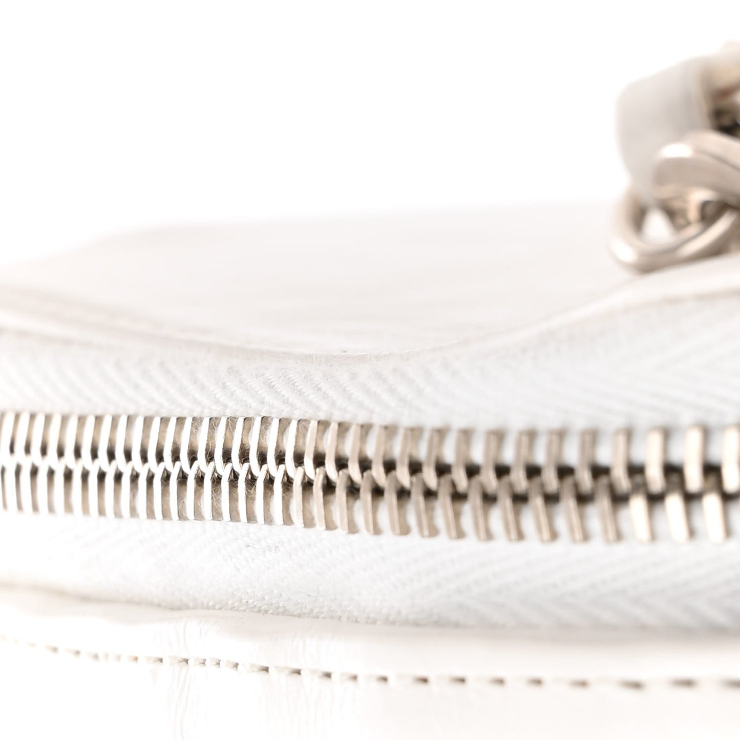 Glazed Calfskin Raffia Vanity Case Bag White Beige