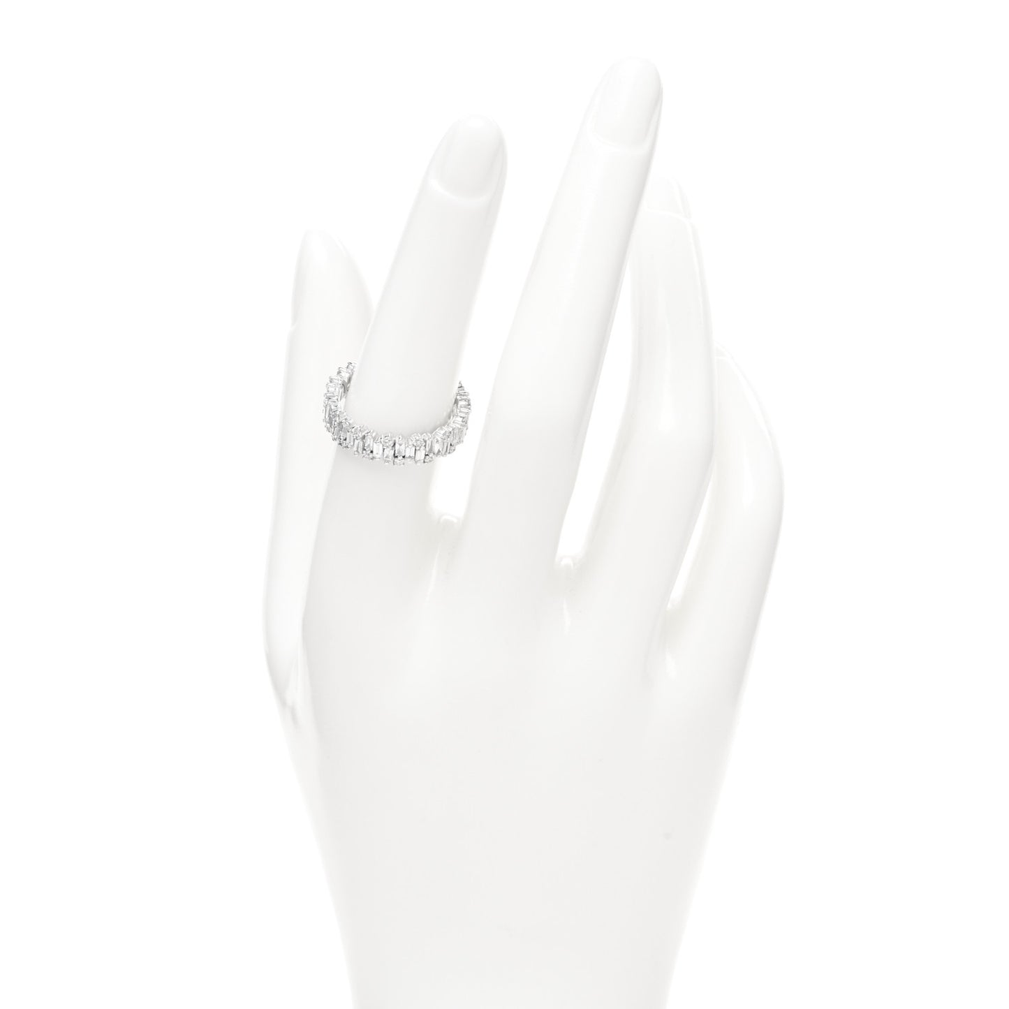 18K White Gold Diamond Classic Shimmer Eternity Band Ring 54 6.75
