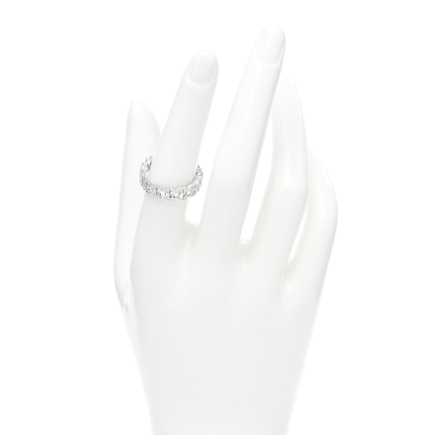 Suzanne Kalan 18K White Gold Diamond Classic Shimmer Eternity Band Ring 54 6.75 2 of 4