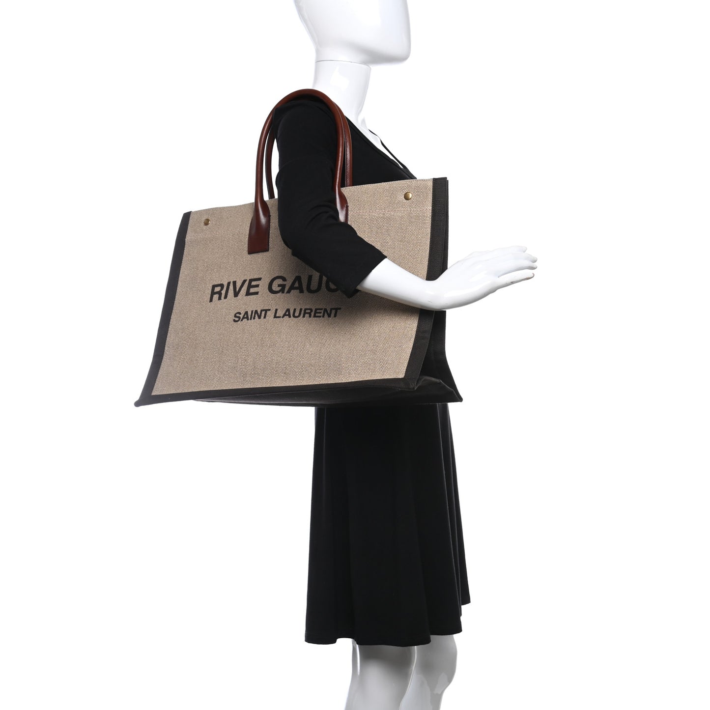 Linen Calfskin Rive Gauche Tote Natural