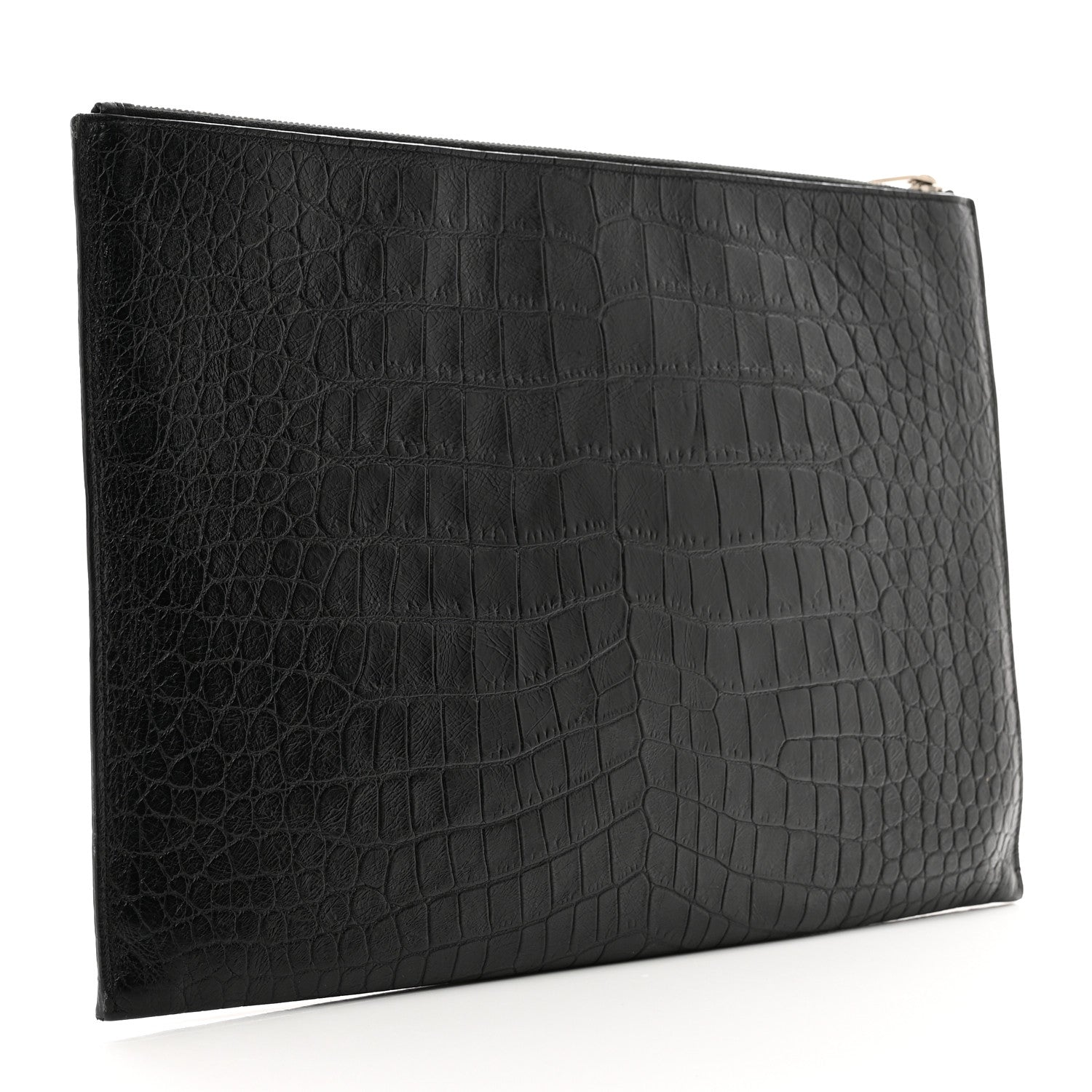 Saint Laurent Calfskin Crocodile Embossed Document Holder Black 3 of 7
