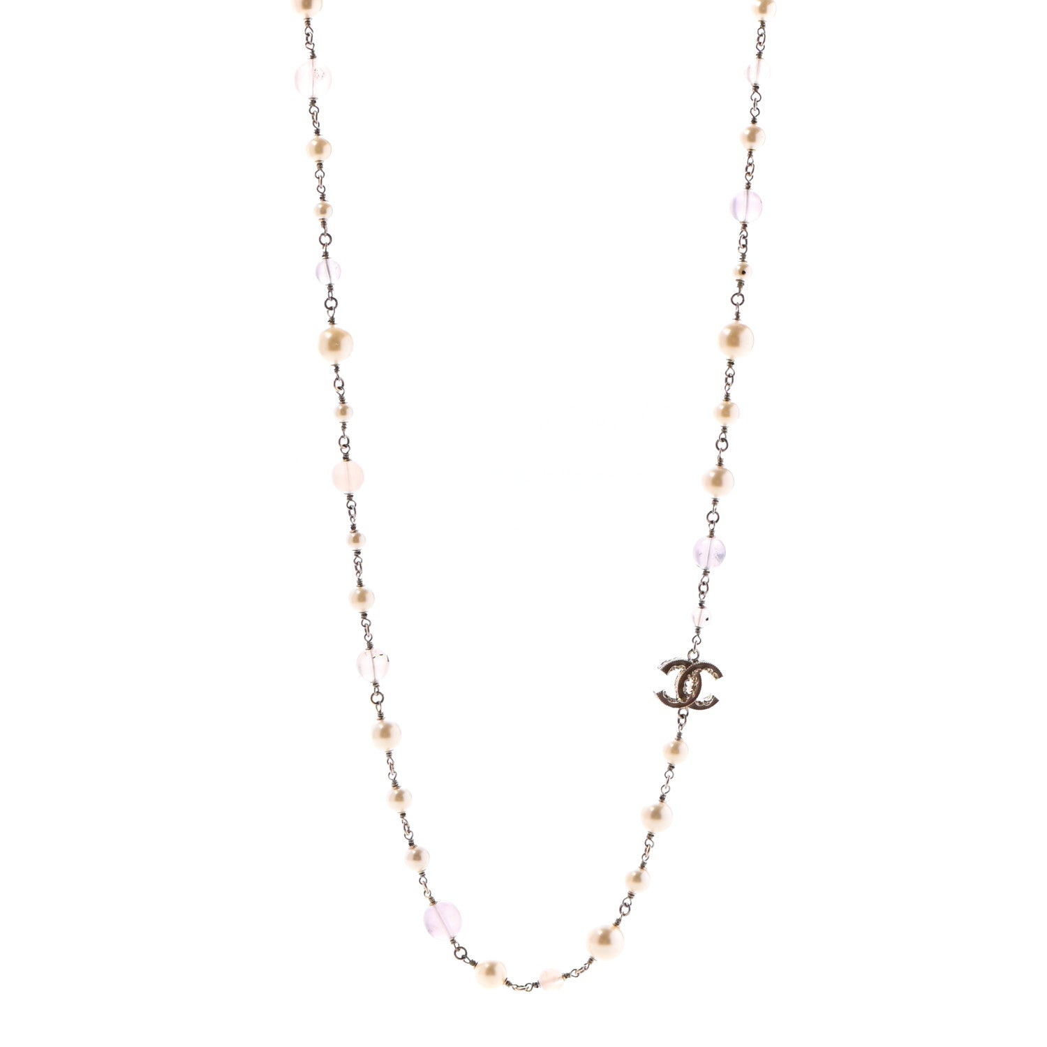 Chanel Pearl Beaded Enamel CC Long Necklace Gold 1 of 11