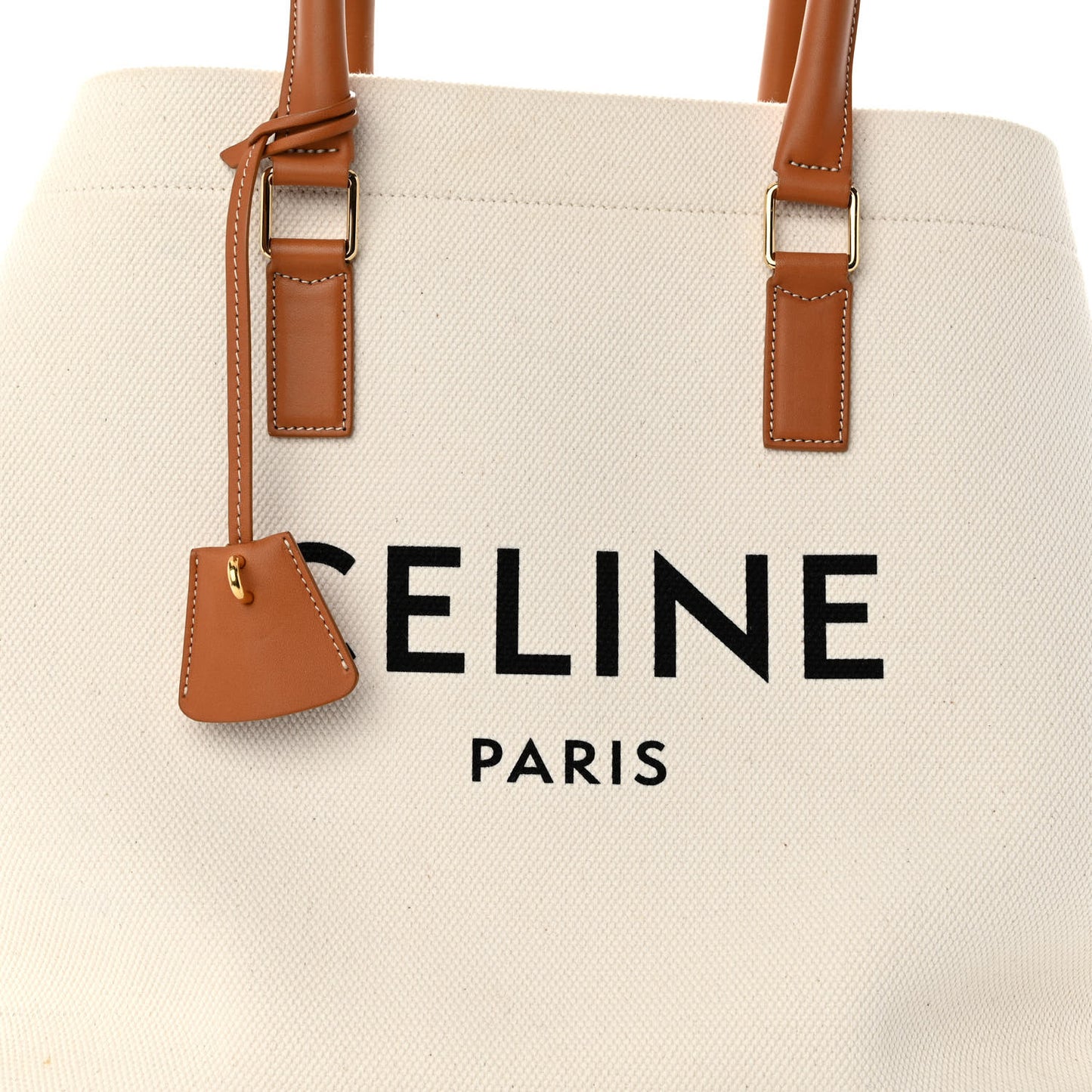 Canvas Calfskin Logo Print Small Horizontal Cabas Natural Tan