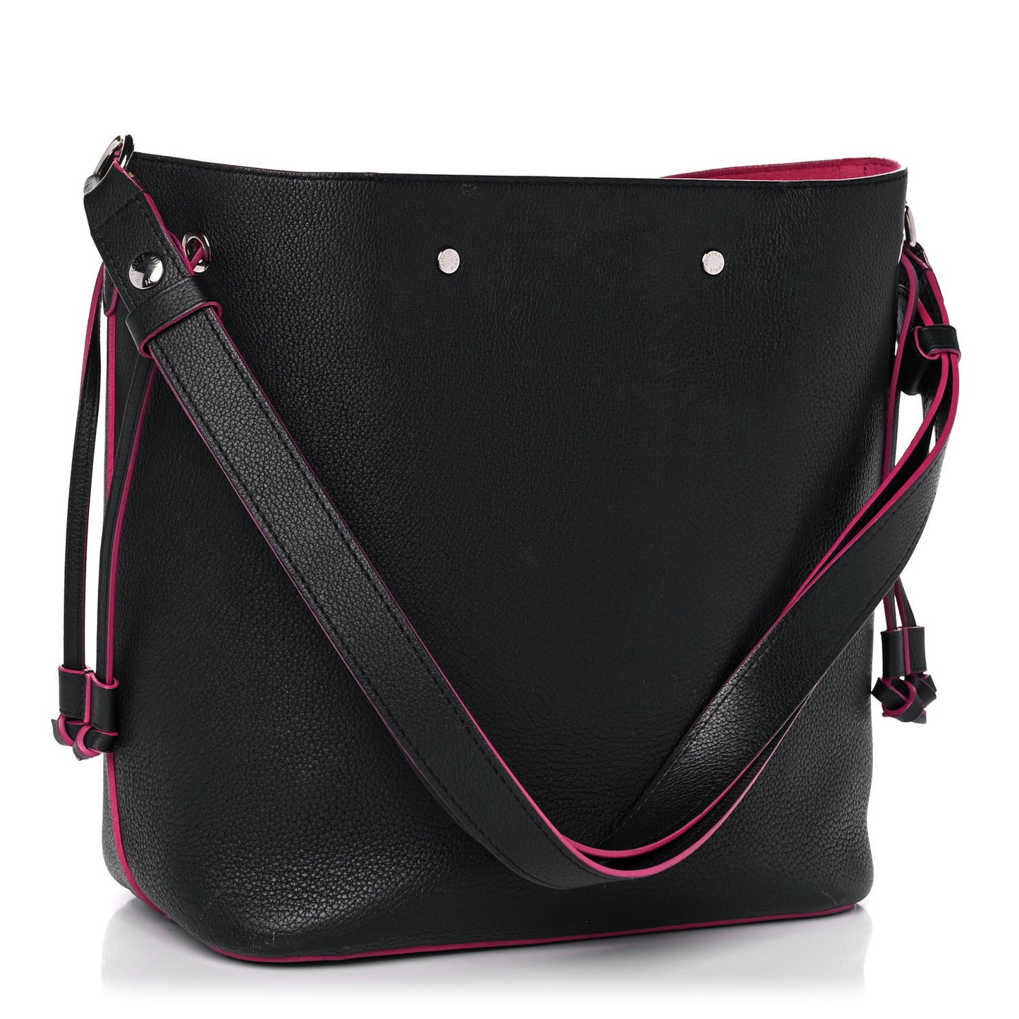 Calfskin Lockme Bucket Black