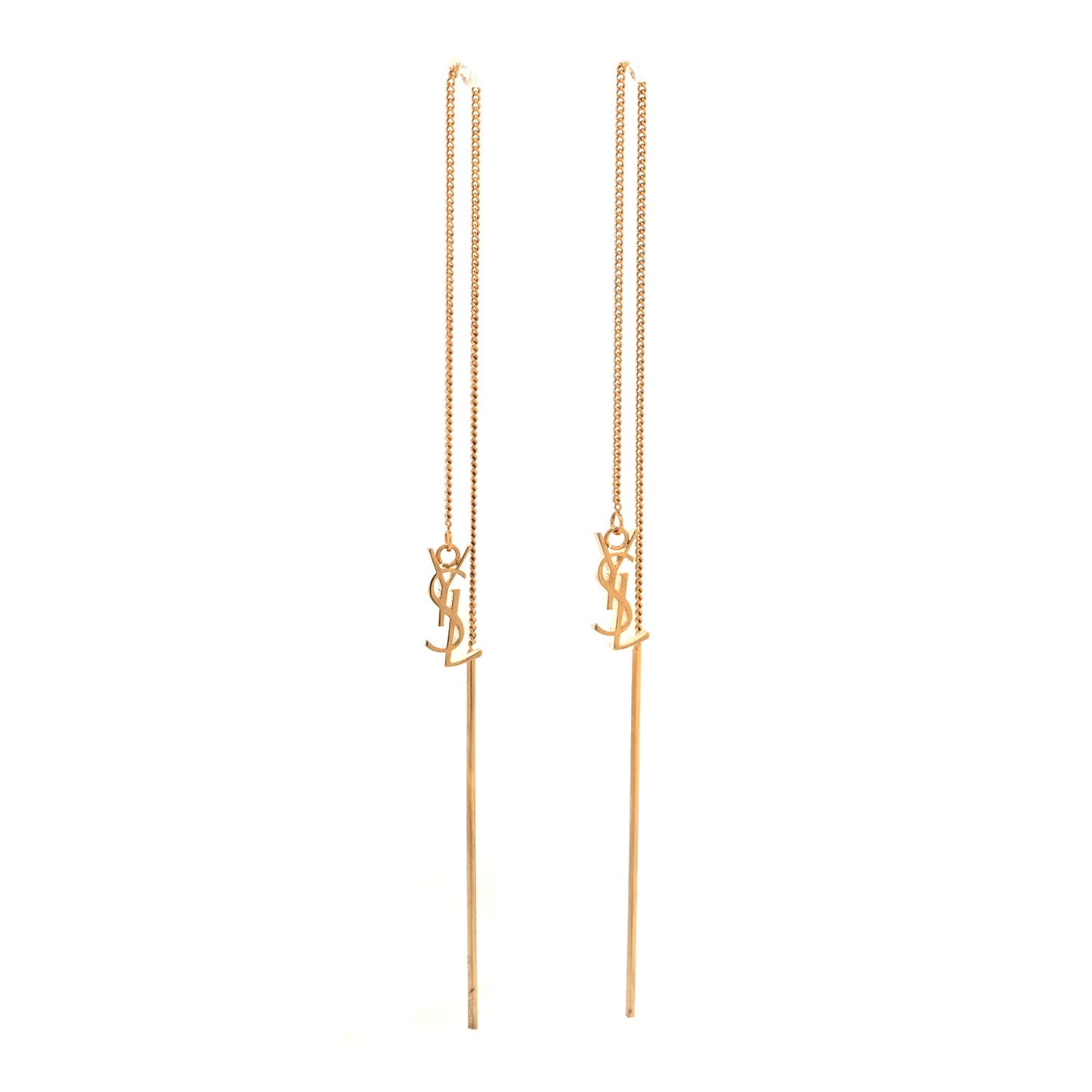 Metal Monogram Pendant Threader Earrings Gold