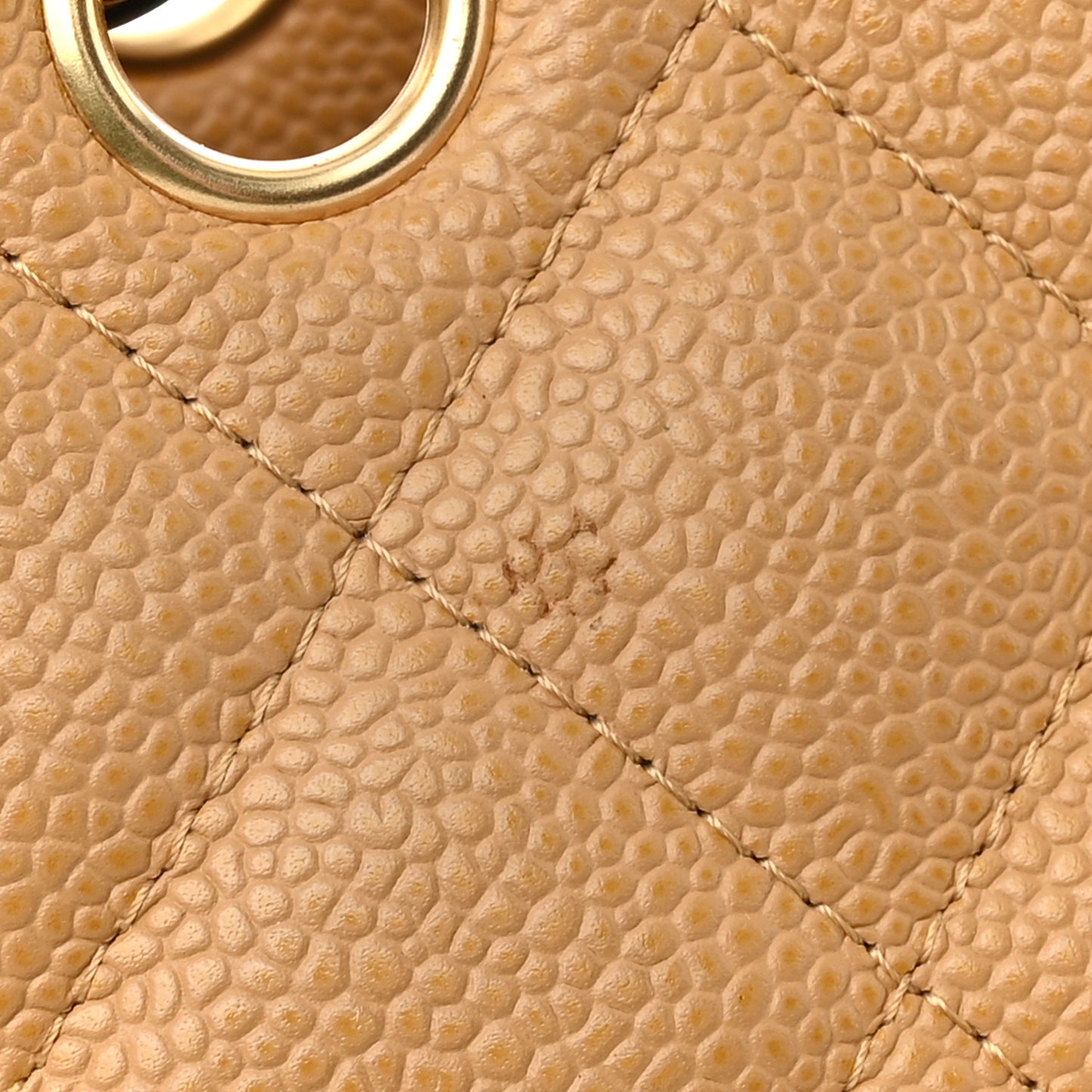 Caviar Quilted Petit Shopping Tote PST Dark Beige