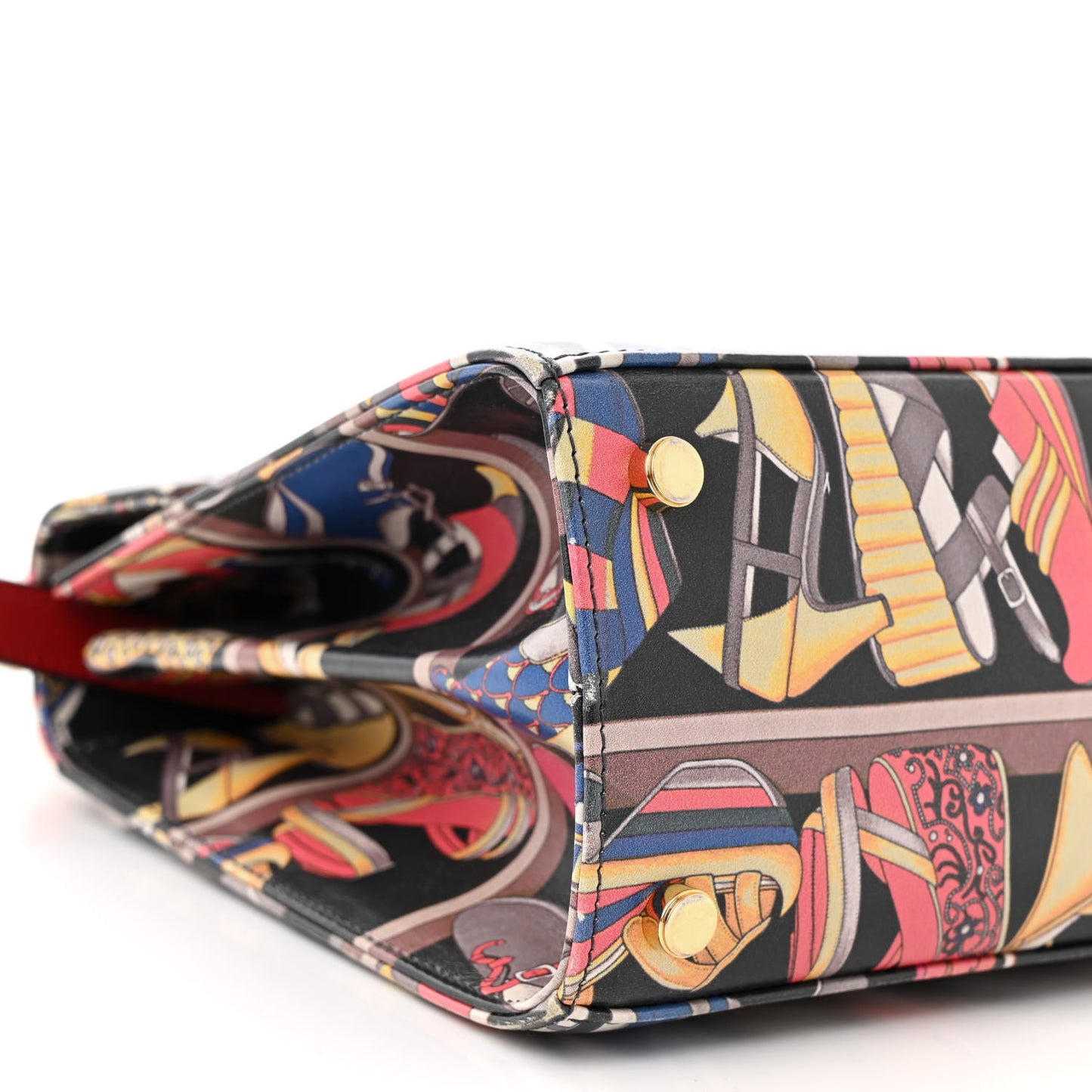 Calfskin Printed Small Iconic Top Handle Bag Multicolor