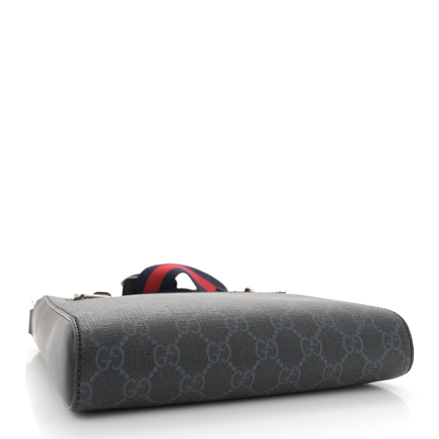 Gucci GG Supreme Monogram Web Small Flat Messenger Bag Black Grey 4 of 11